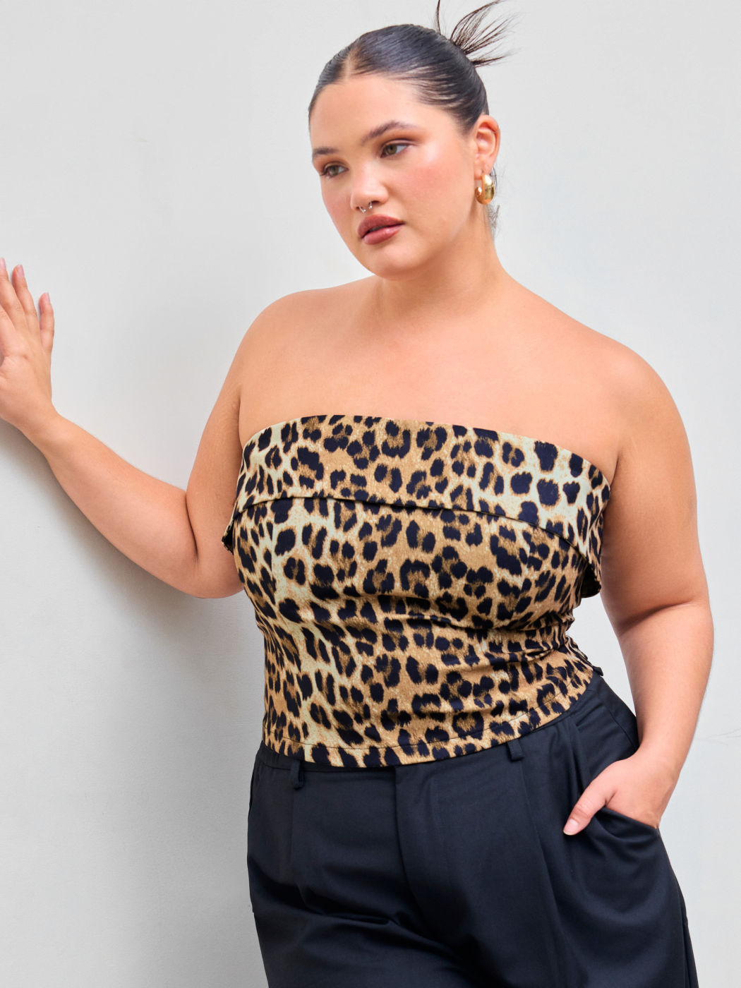 Leopardenmuster Shirred Tube Top Kurve & Plus