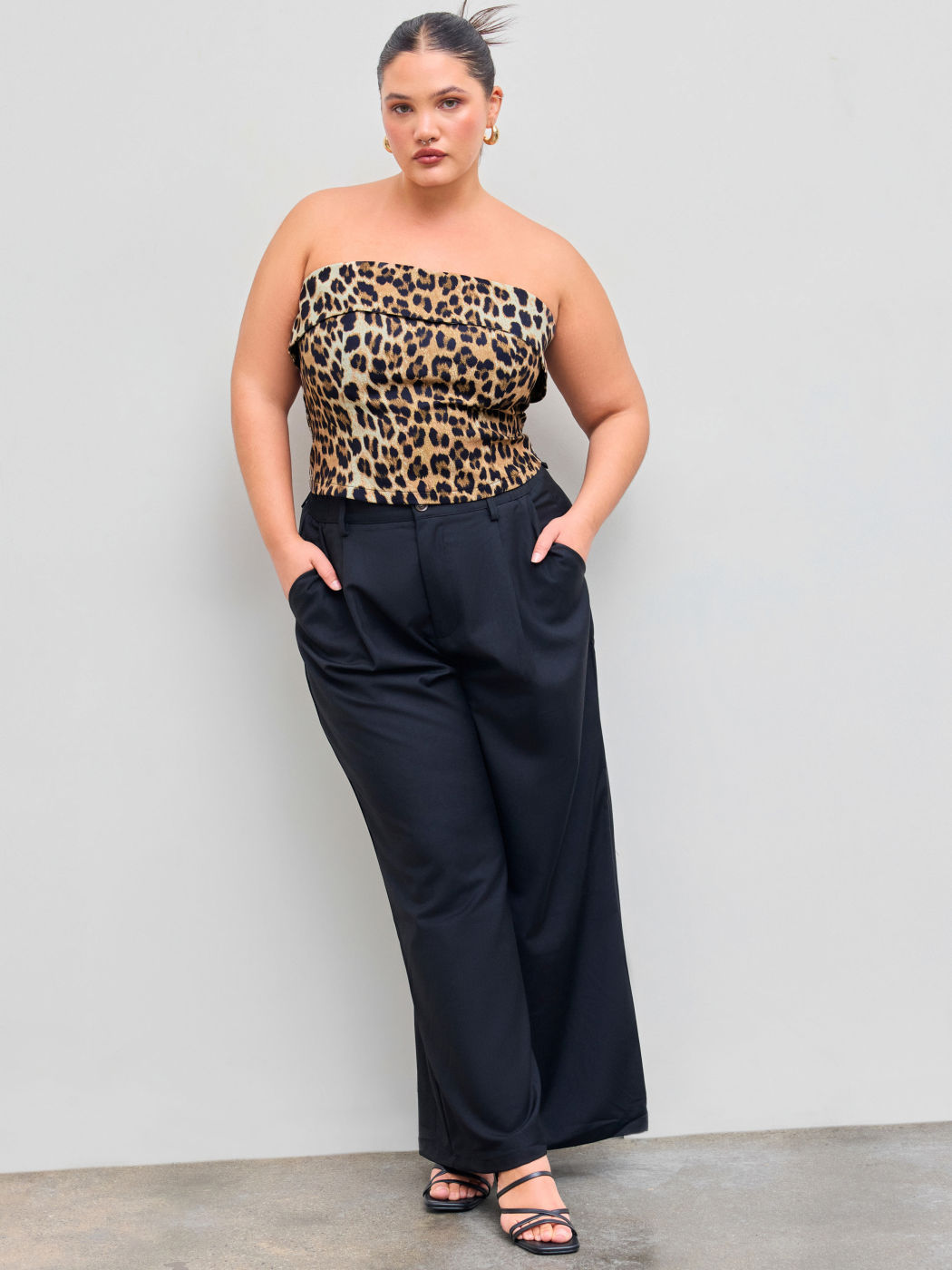 Leopardenmuster Shirred Tube Top Kurve & Plus