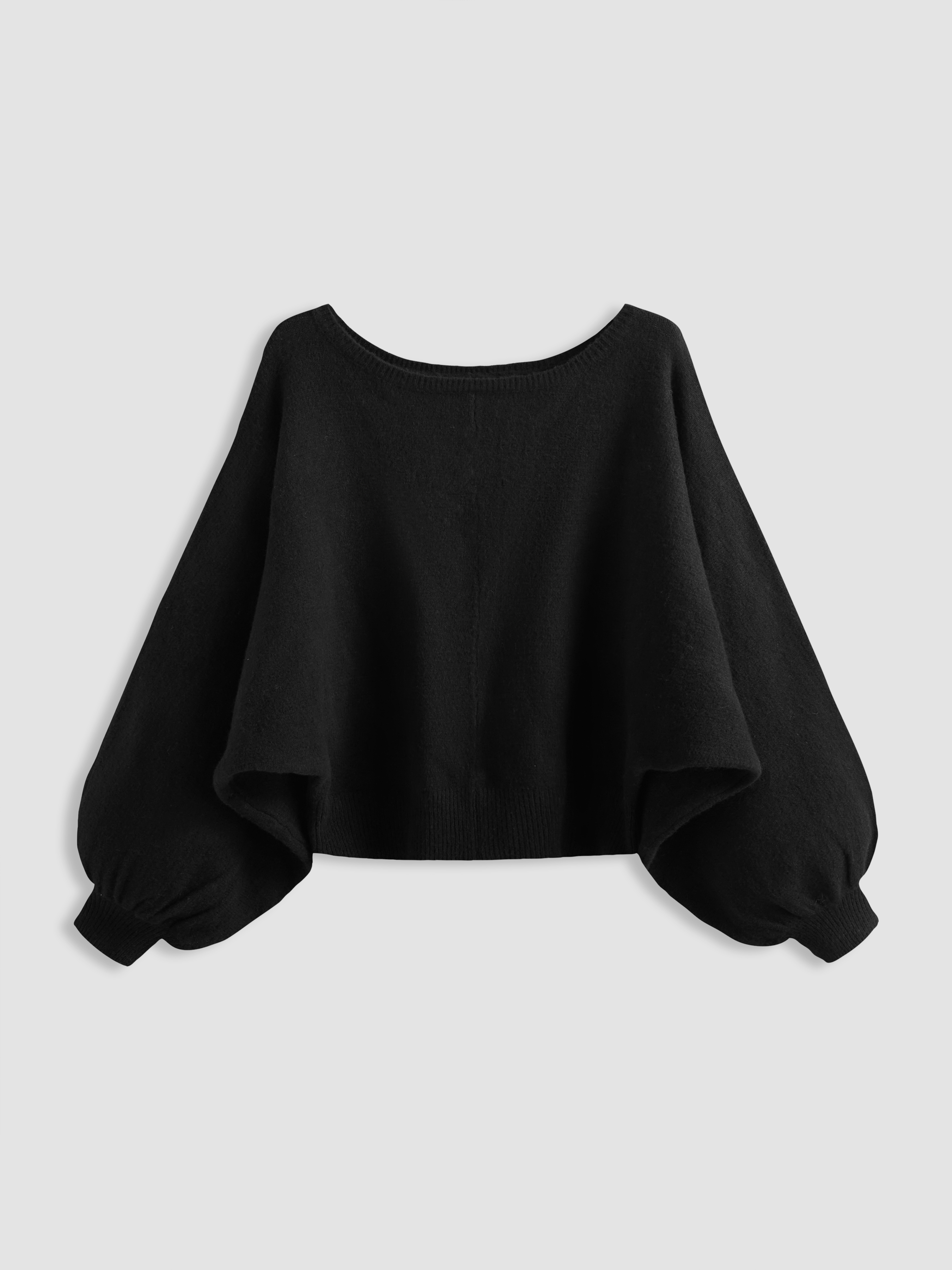 ニット・セーター IONSEOUL C boat neck loose KNIT Women Boat Neck Long Sleeve Knit Sweater Casual Pure Color