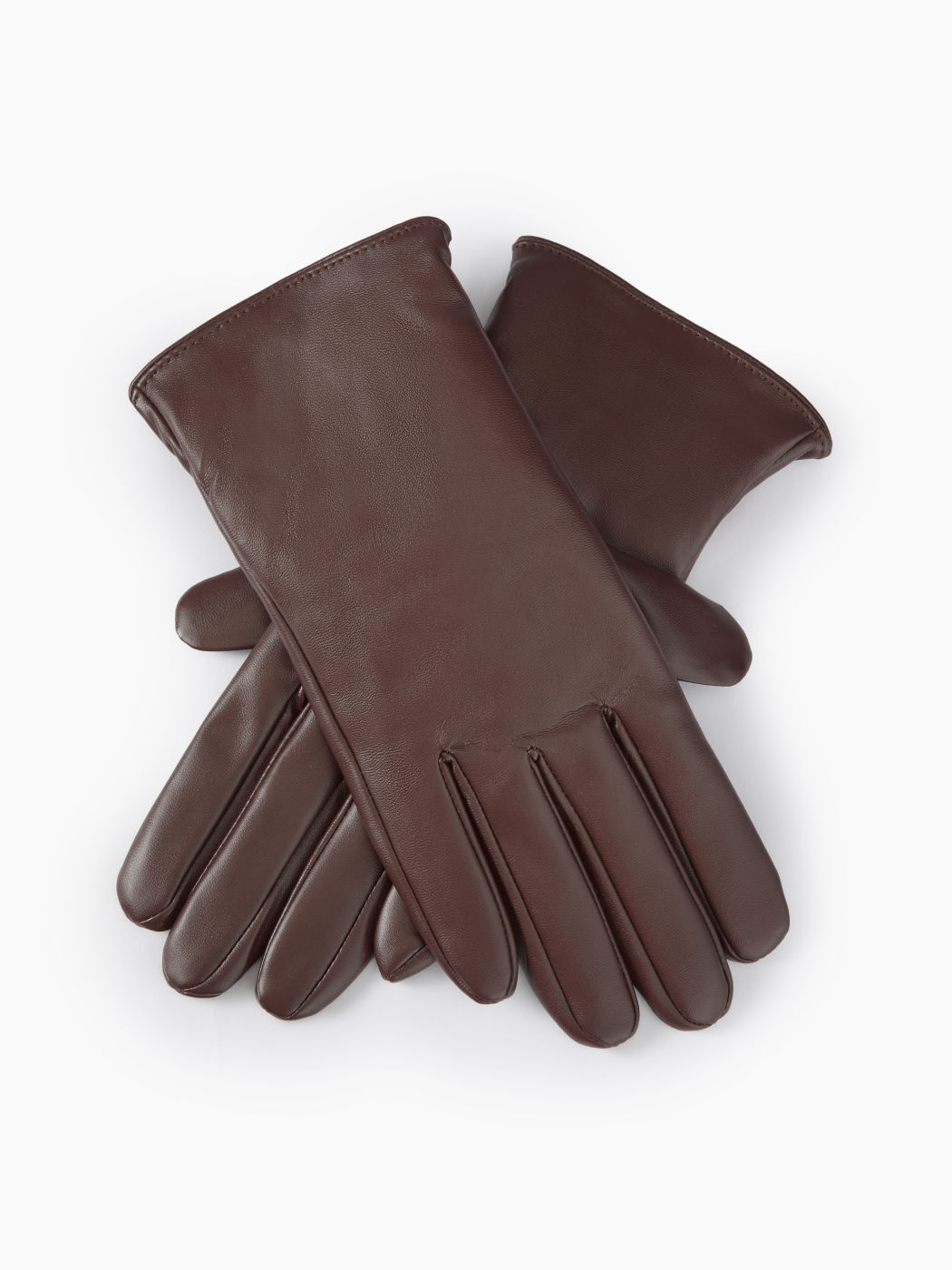 FAUX LEATHER FLEECE-LINED FUZZY GLOVES