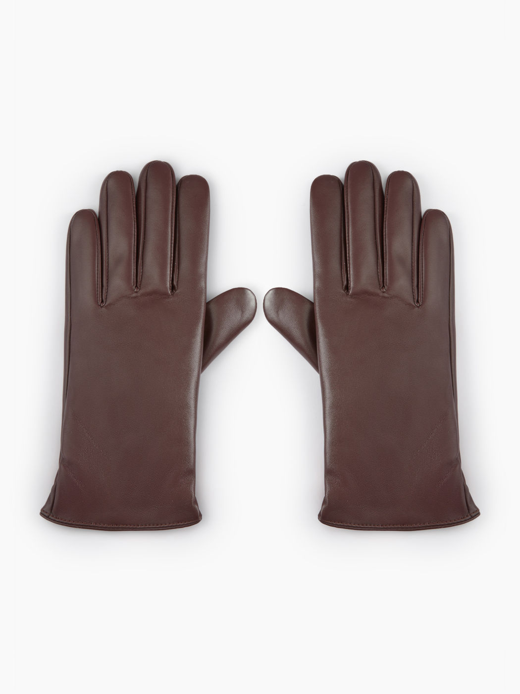 FAUX LEATHER FLEECE-LINED FUZZY GLOVES