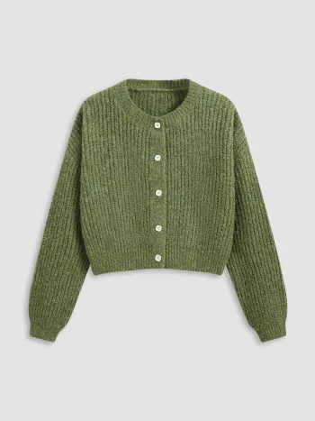 Strickjacke mit runder Halslinie und Knöpfen