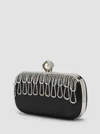 POCHETTE IN RASO CON STRASS