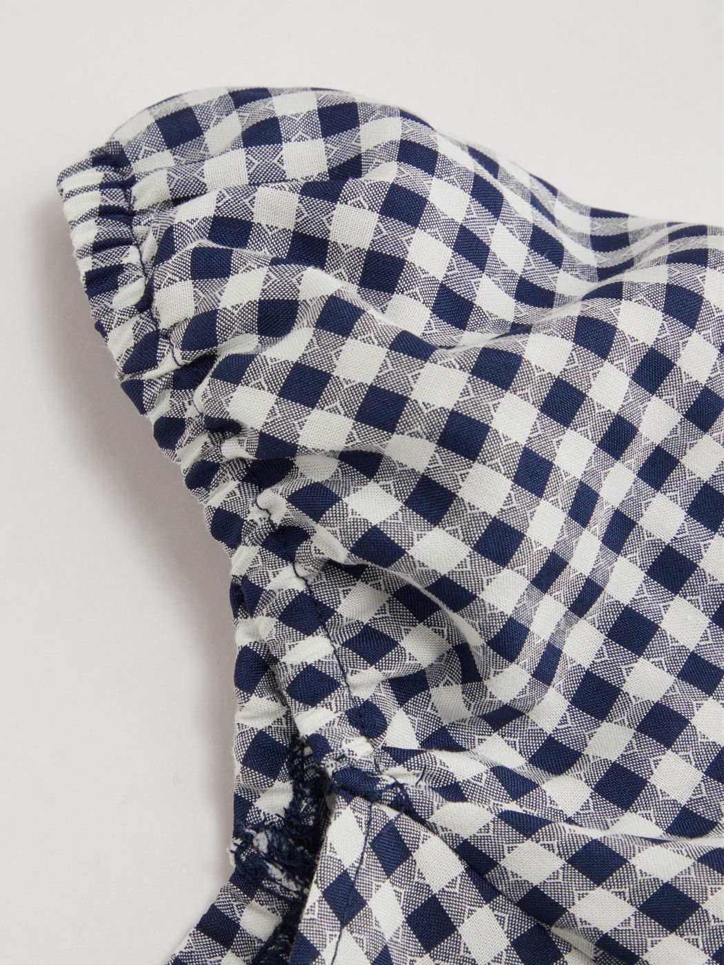 V-neck Gingham Button Crop Blouse