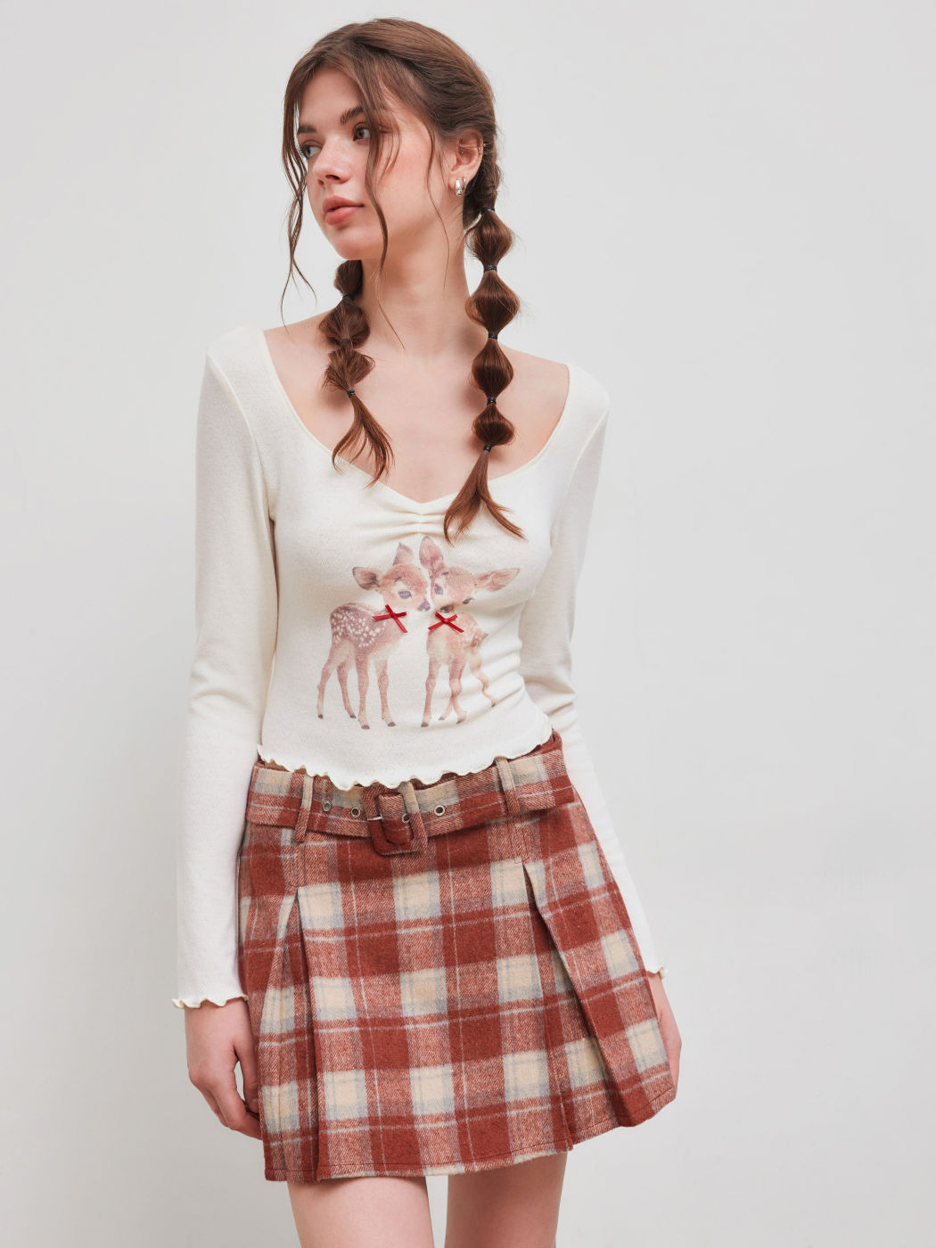 Sweetheart Bowknot Deer Knotted Long Sleeve Top