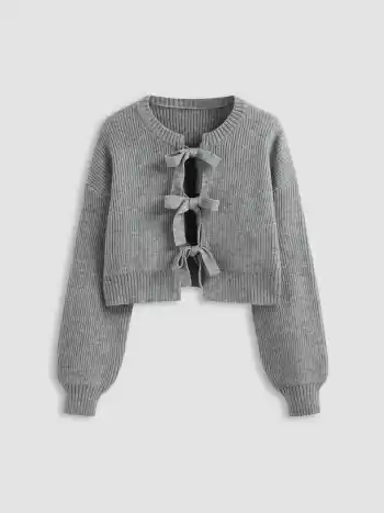 Knoten-Front Strickjacke & Solider Ärmelloser Weitbein Overall Set