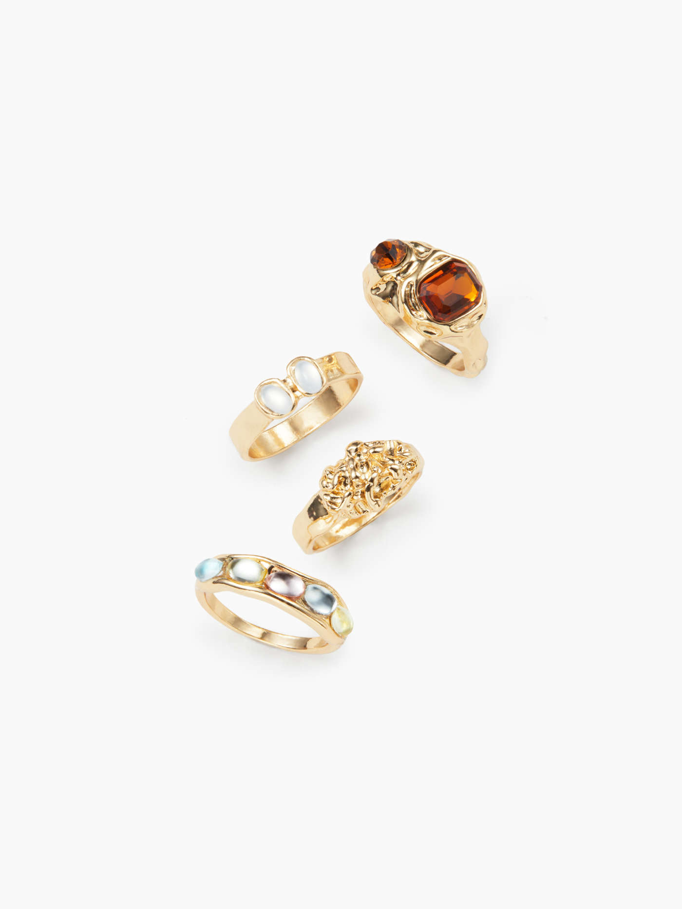 4PCS EMBEDDED RHINESTONE RING SET
