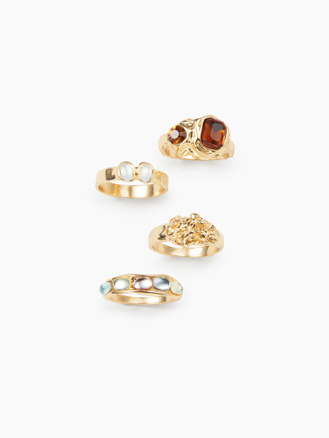 4PCS EMBEDDED RHINESTONE RING SET