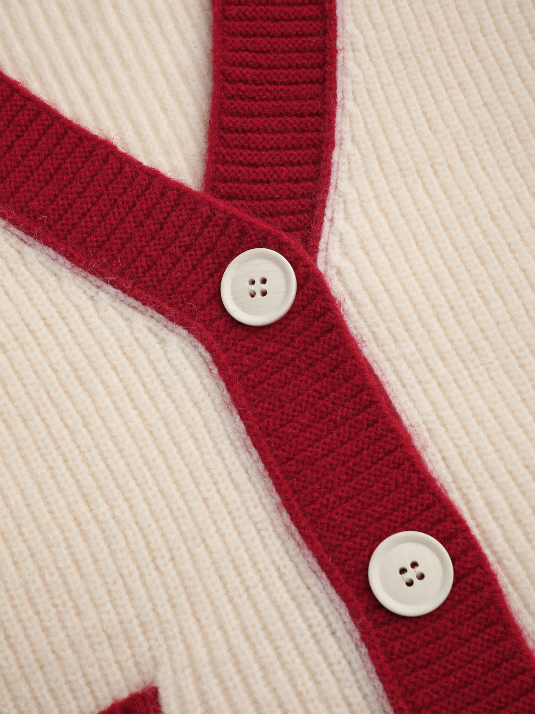 Knit V-neck Solid Button Contrasting Binding Cardigan Curve & Plus