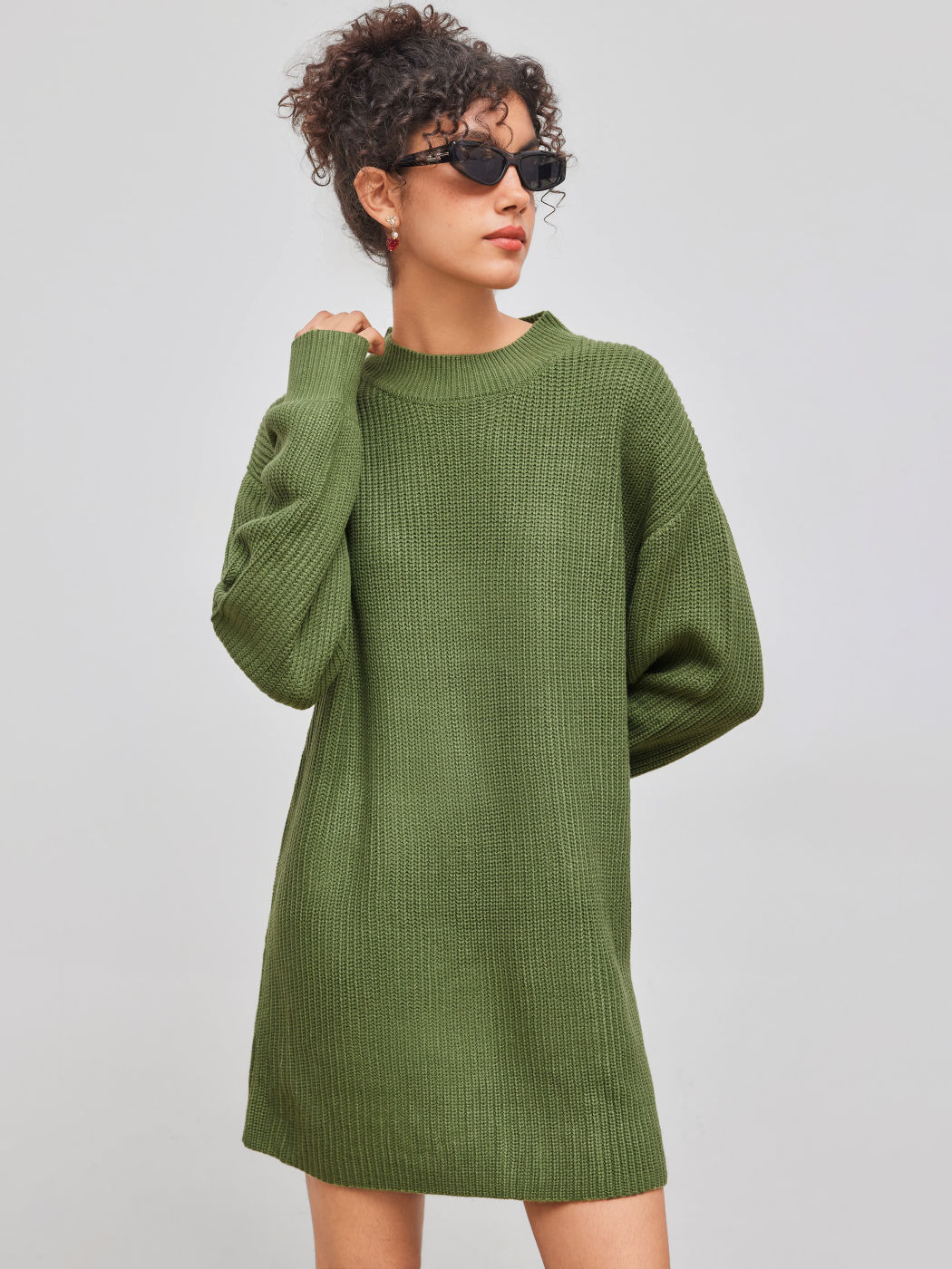 Knitted High Neck Oversized Mini Dress