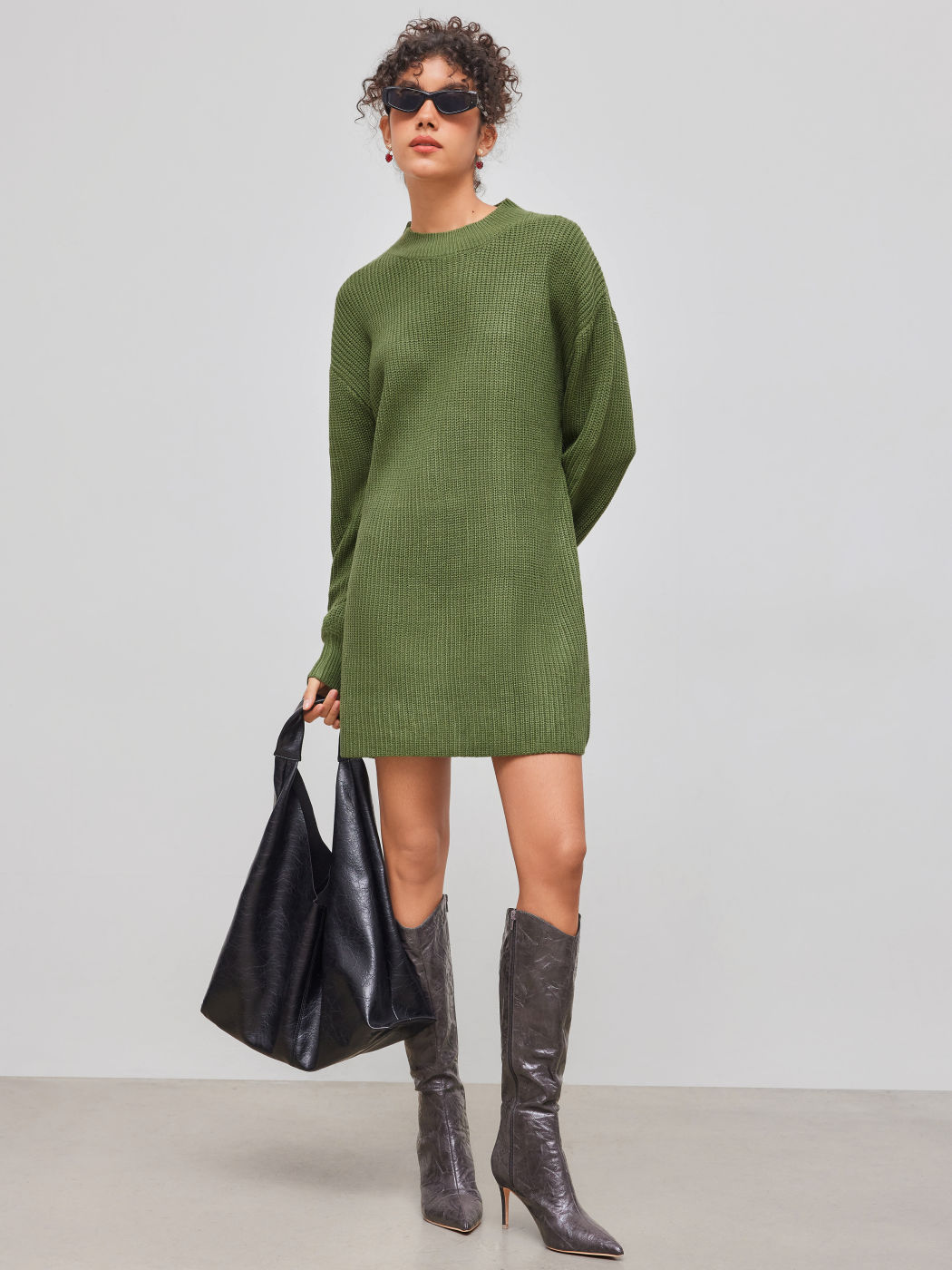 Knitted High Neck Oversized Mini Dress