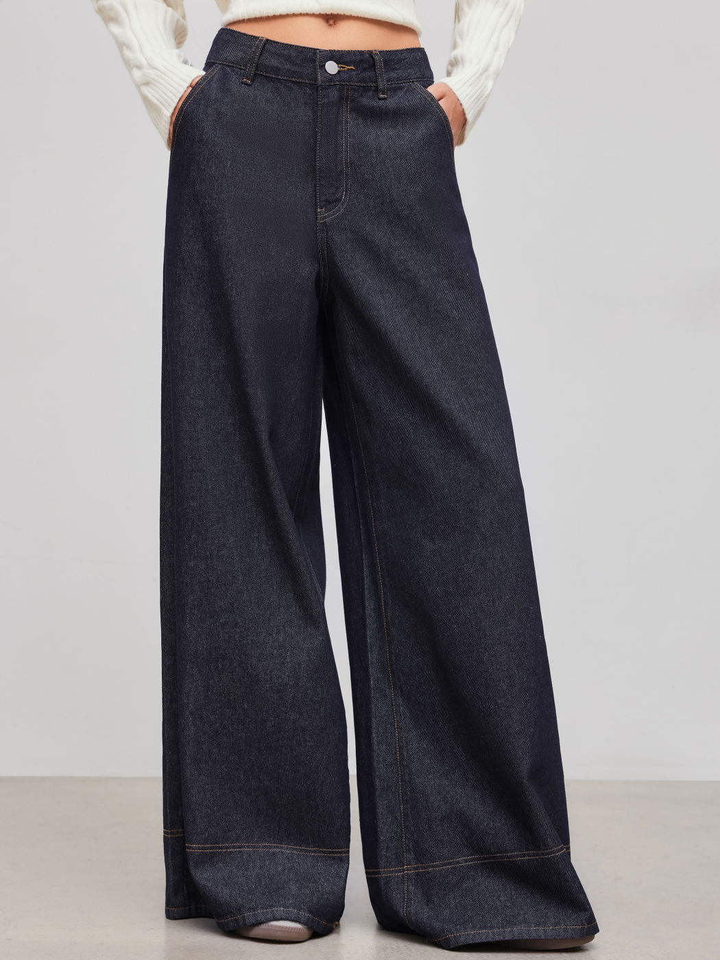 Cider Denim Tiefer Bund Einfarbig Taschen Baggy Jeans