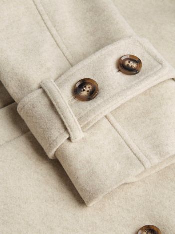 Wool-like Collar Solid Pocket Button Jacket