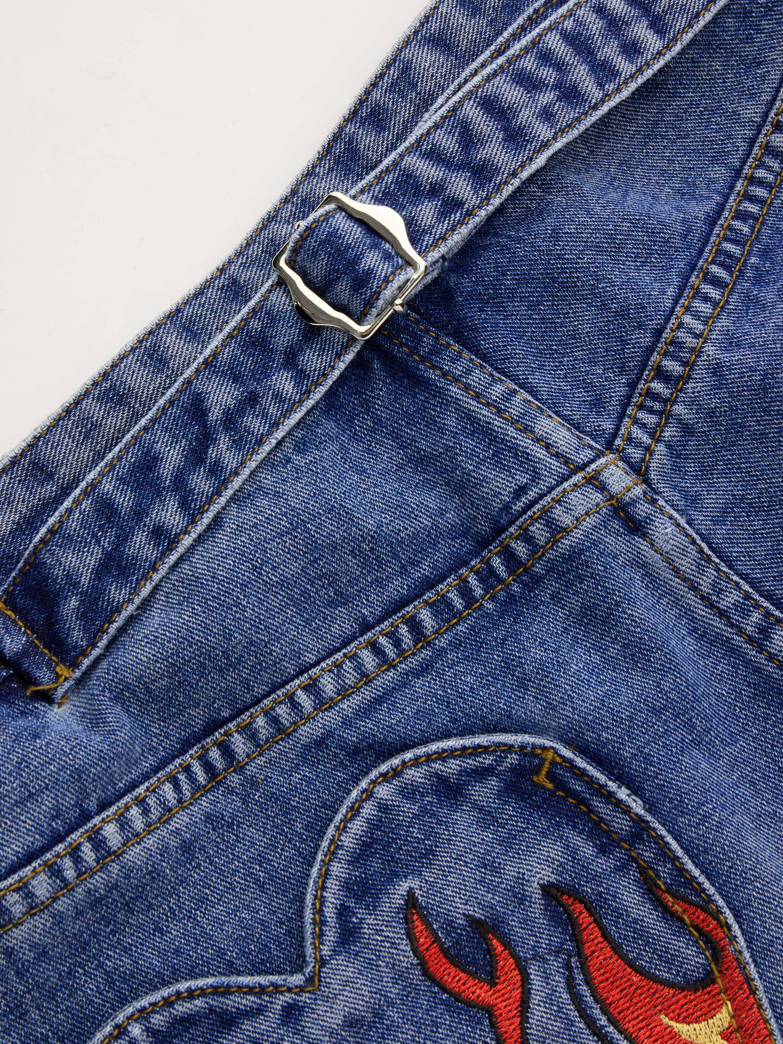 Cider Denim Mid Rise Stripe Wide Leg Jeans Curve & Plus