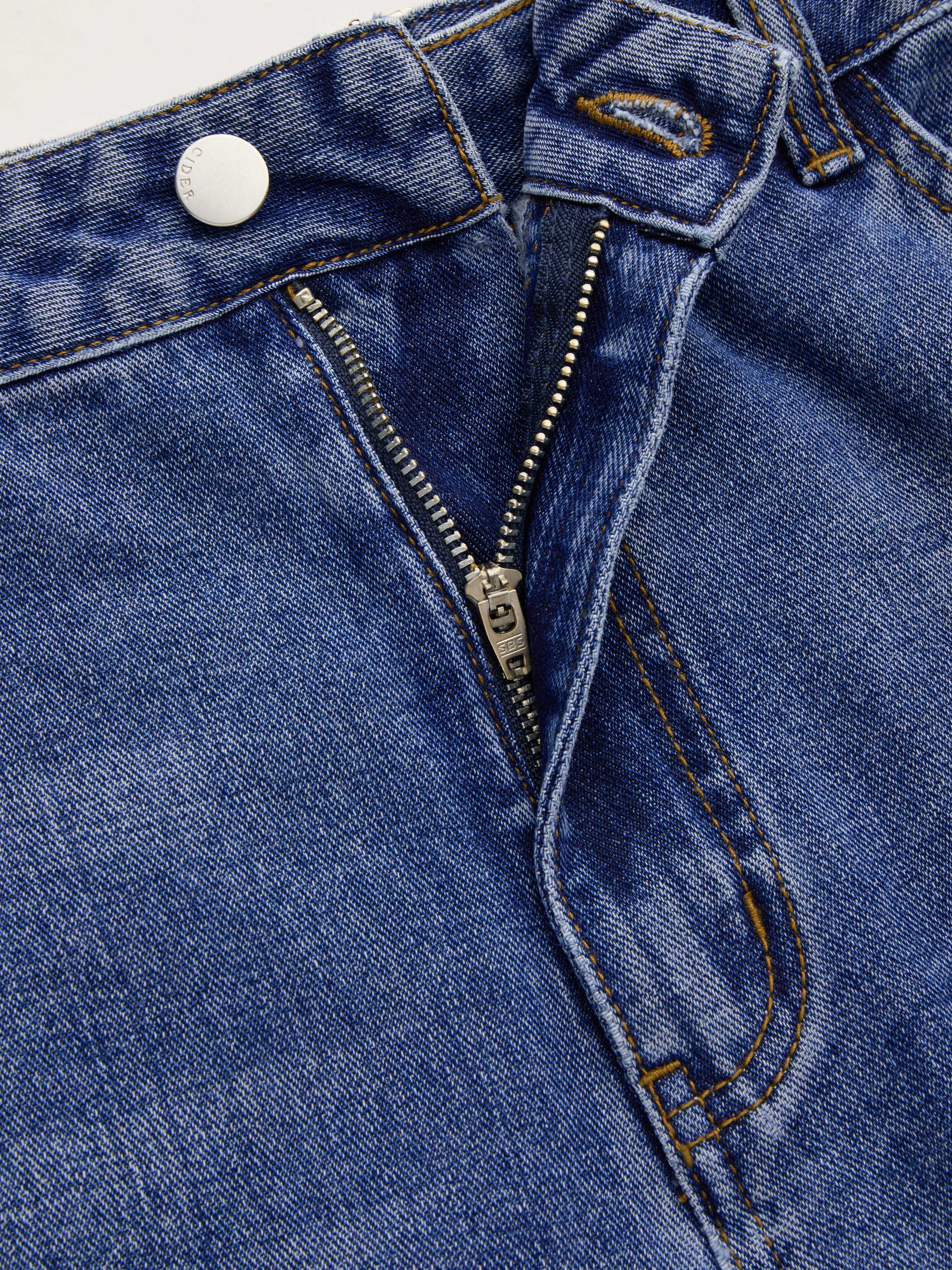 Cider Denim Mid Rise Stripe Wide Leg Jeans Curve & Plus
