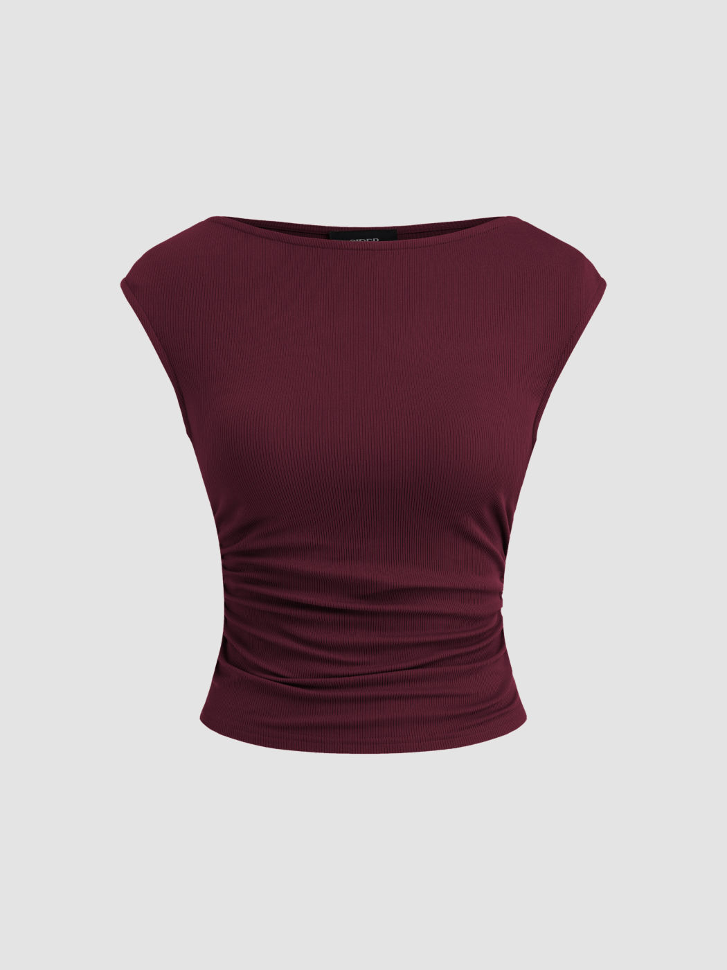 Bootschnittiges, geruchertes einfarbiges Tank-Top