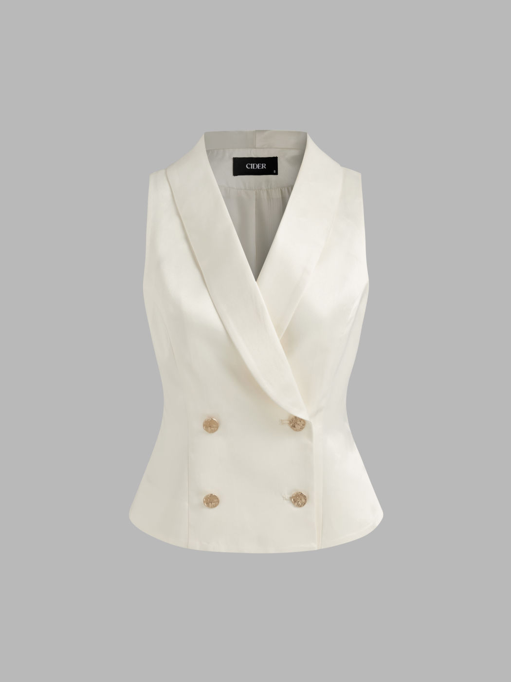 Collar Solid Button Blazer Vest
