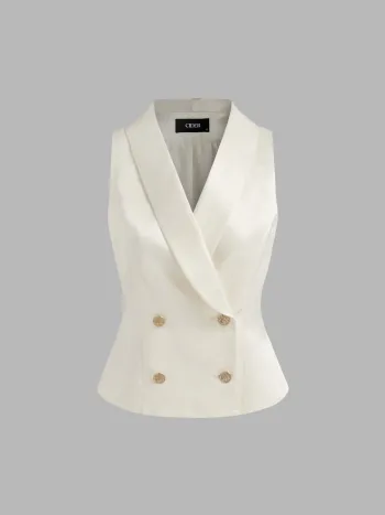 Kragen Solid Knopf Blazer Weste