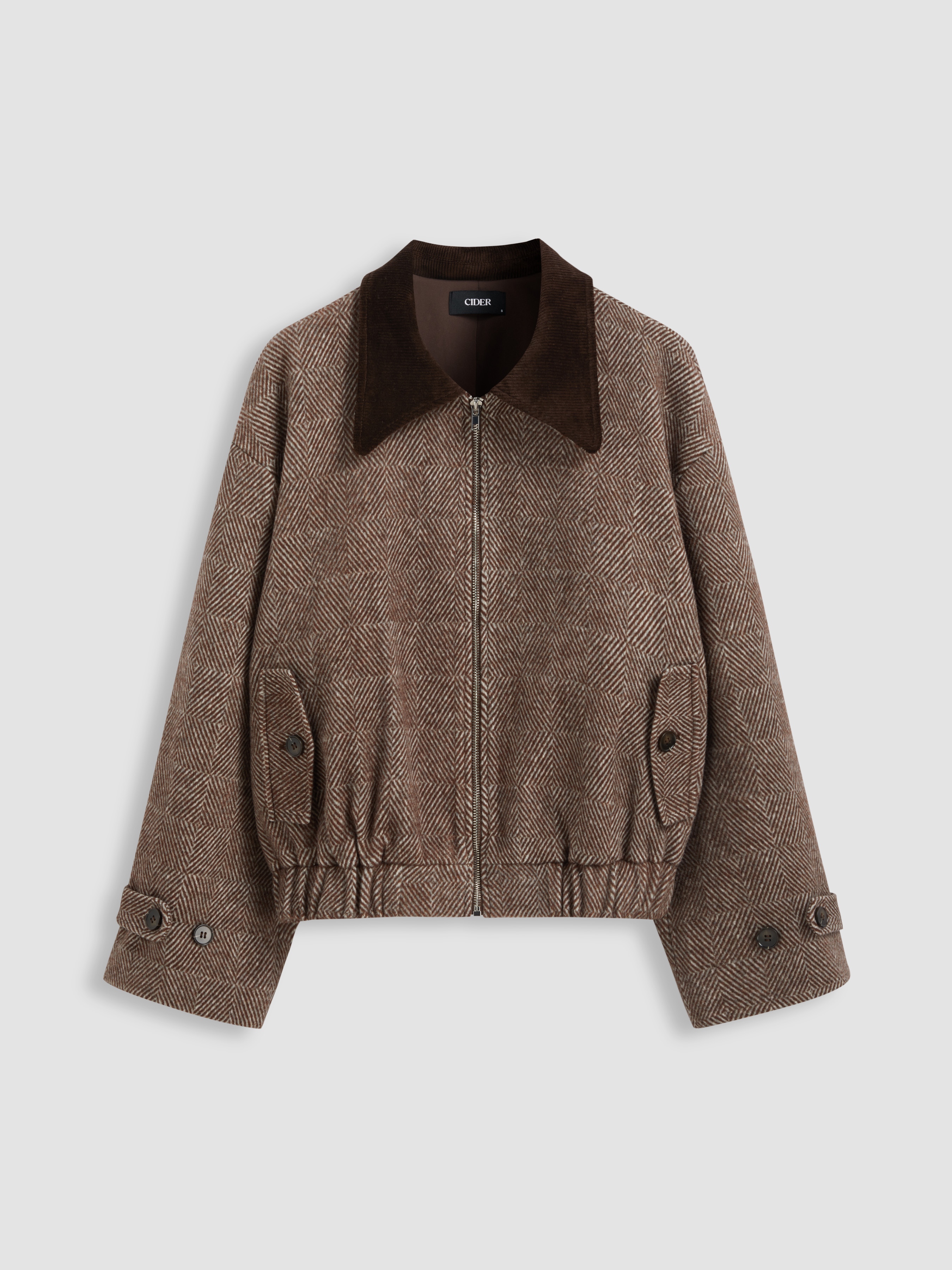 Wool-like fabrics Wool-like Collar Geometric Pocket Jacket