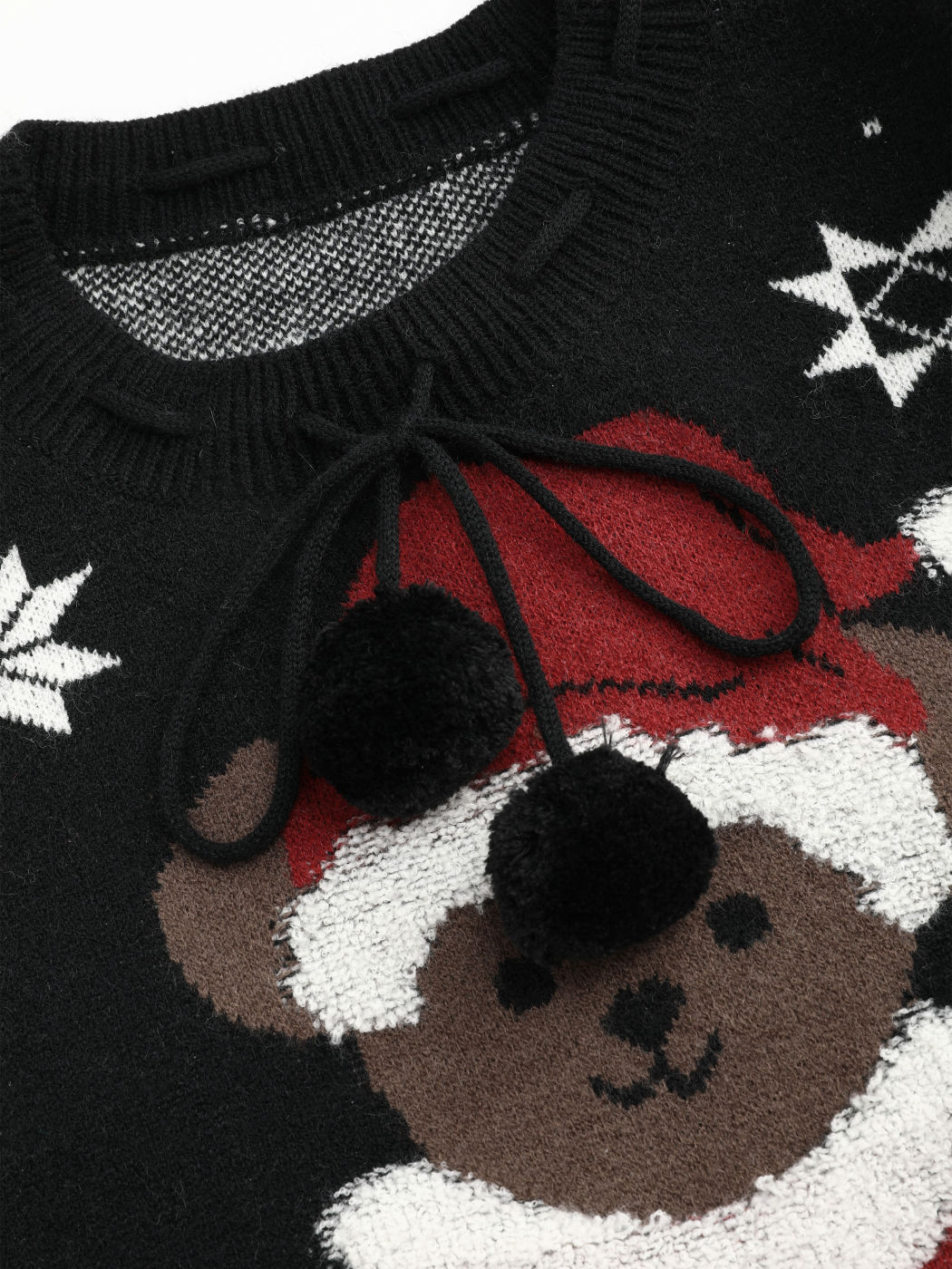 Knit Round Neckline Bear Christmas Tree Long Sleeve Top Curve & Plus