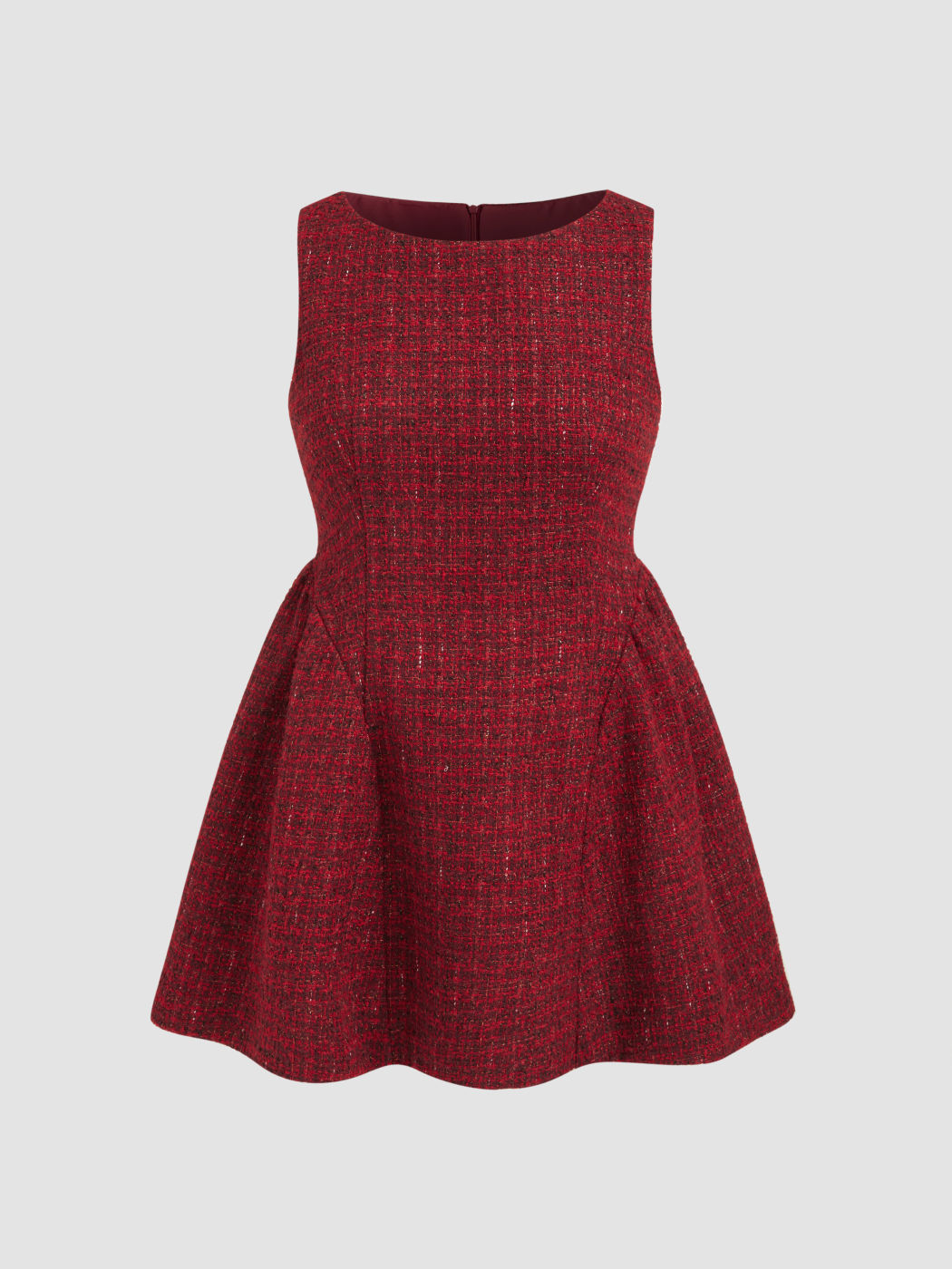 Tweed Bootsausschnitt Reißverschluss Rüschen Minikleid Kurve & Plus