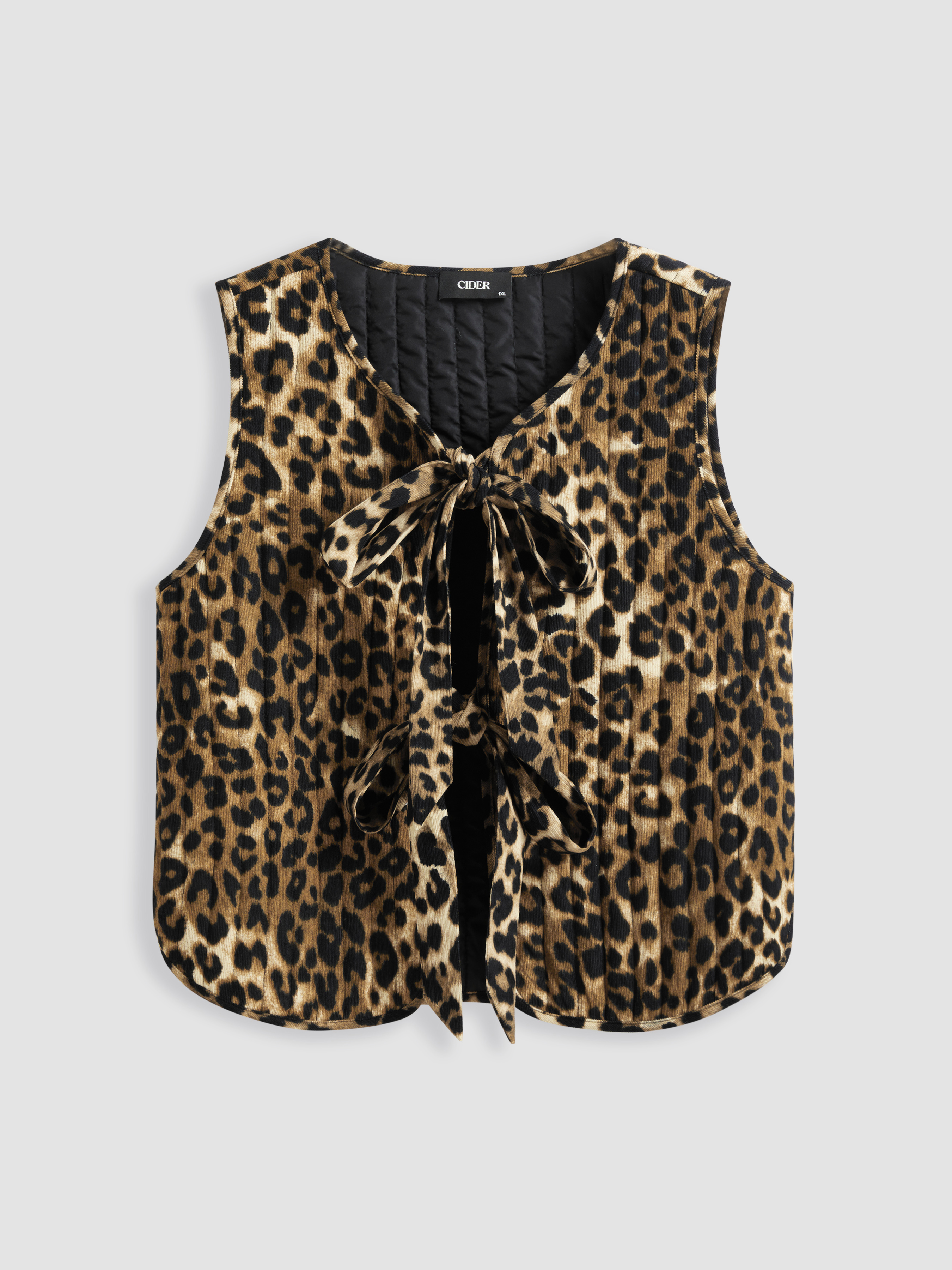 Bow Tie Corduroy Corduroy Leopard Tie Front Vest Curve & Plus For