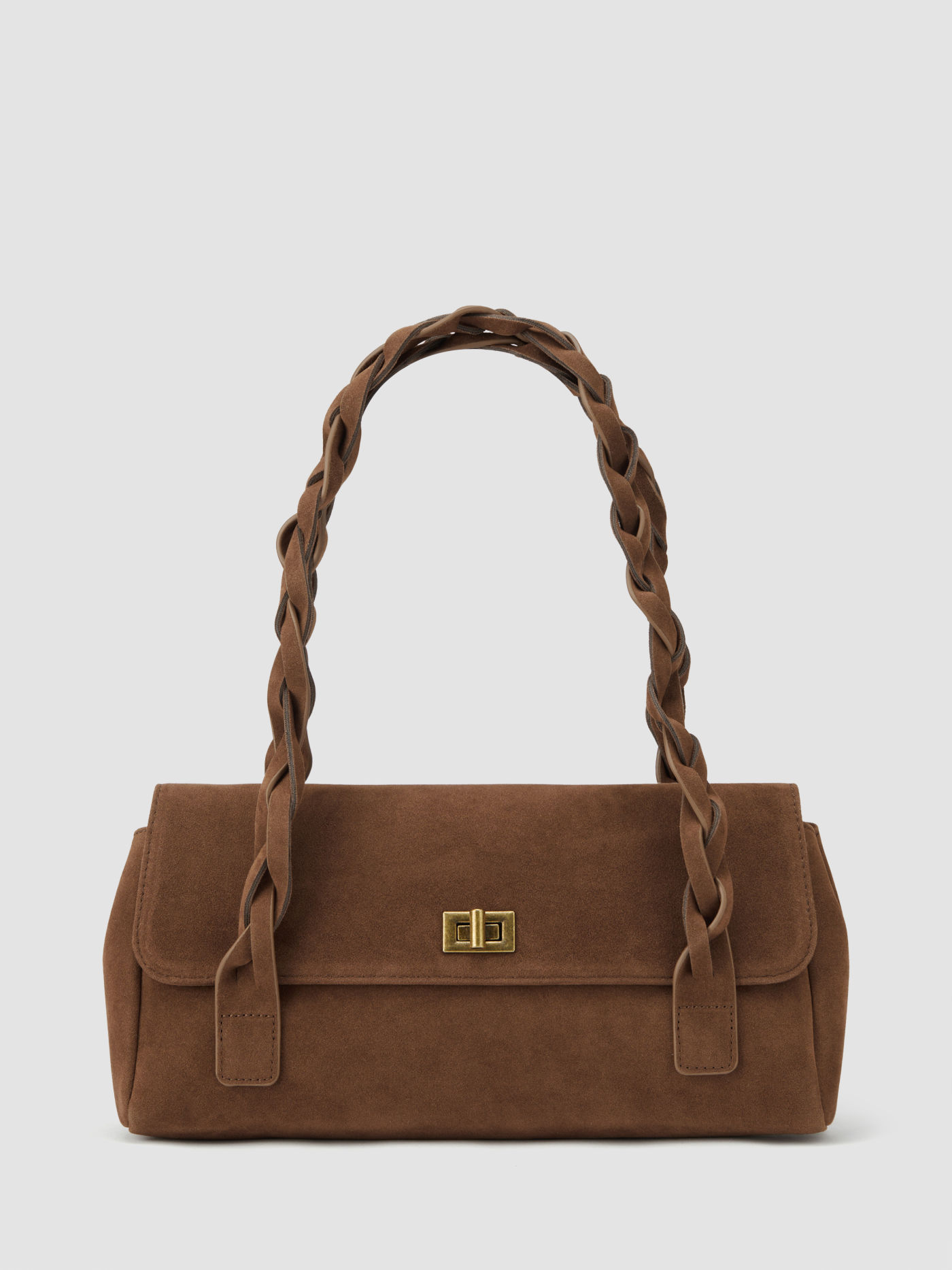 Geflochtene Wildleder-Schultertasche