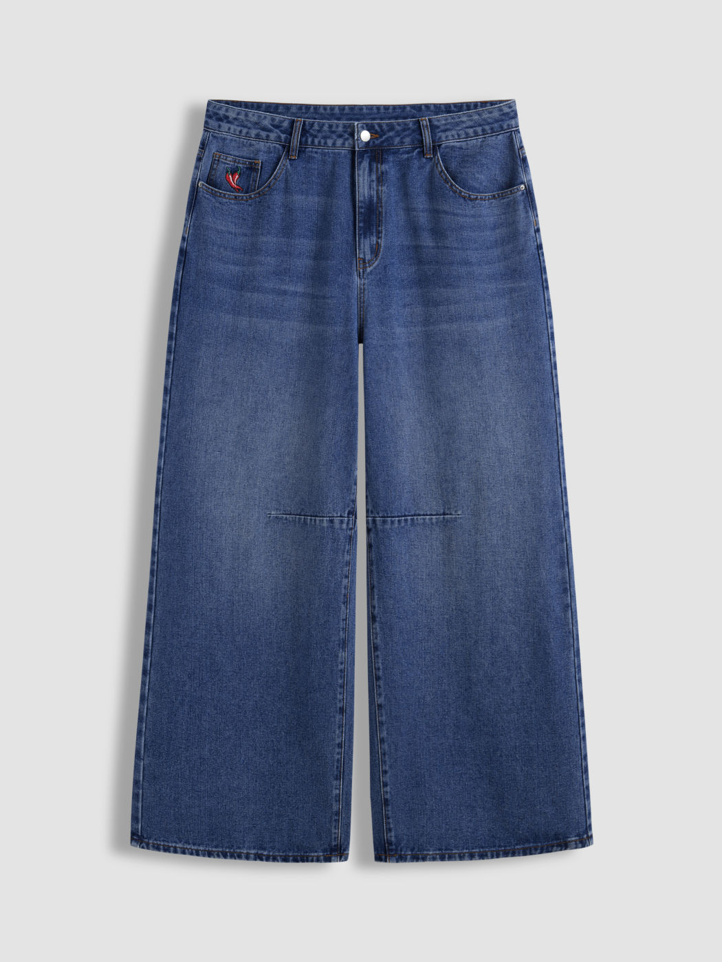 Mid Rise Fire Embroidery Jeans Kurve & Plus