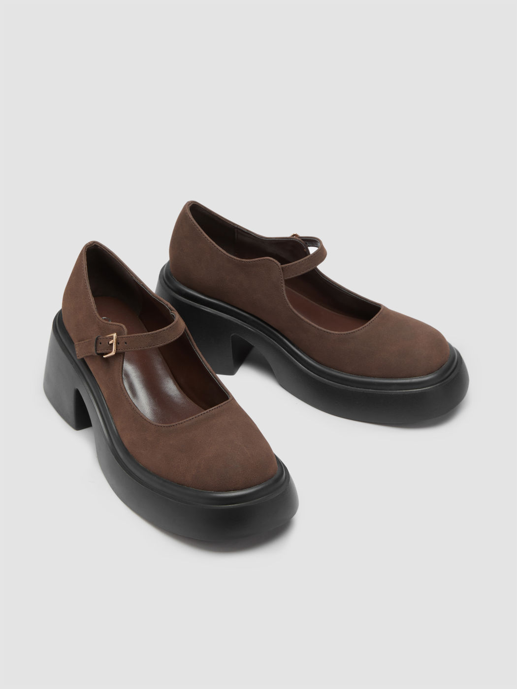 SUEDE CHUNKY HEEL LOAFERS