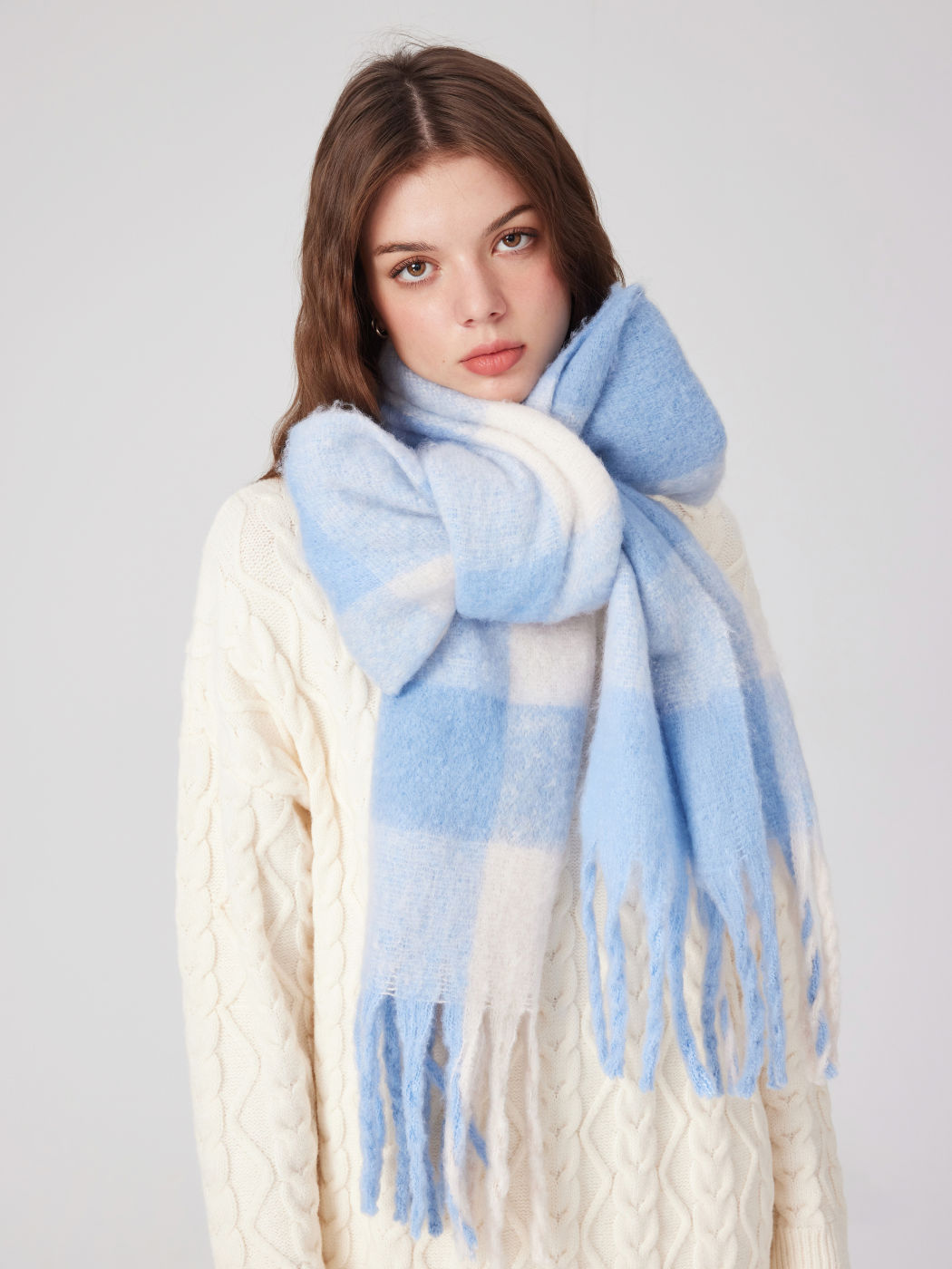 PLAID TASSEL SCARF