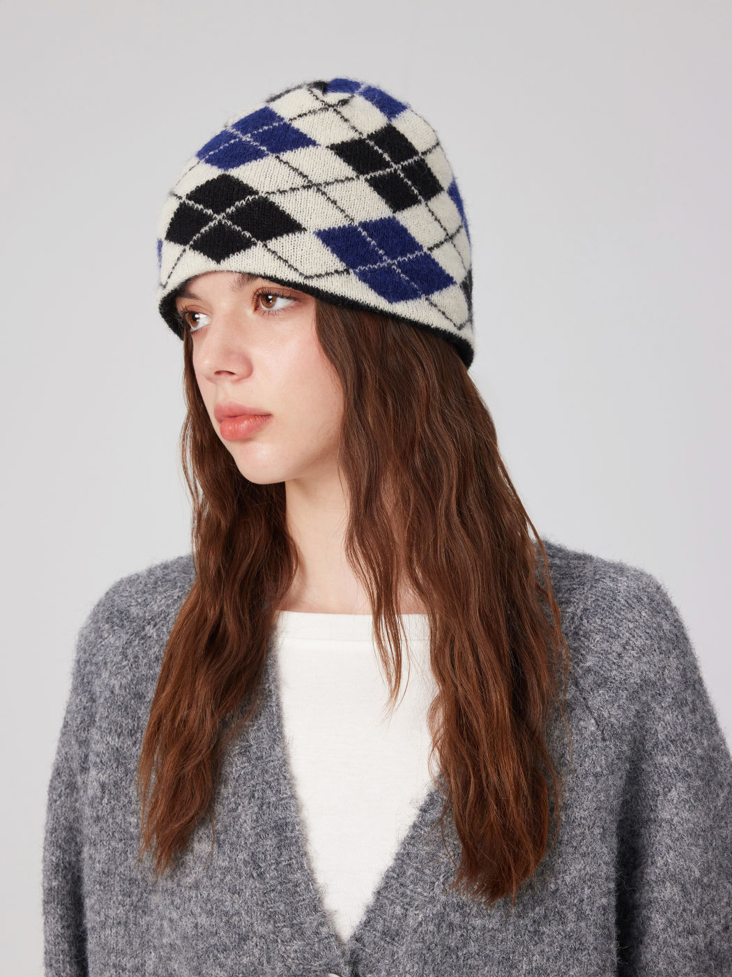 ARGYLE KNITTED BEANIE HAT