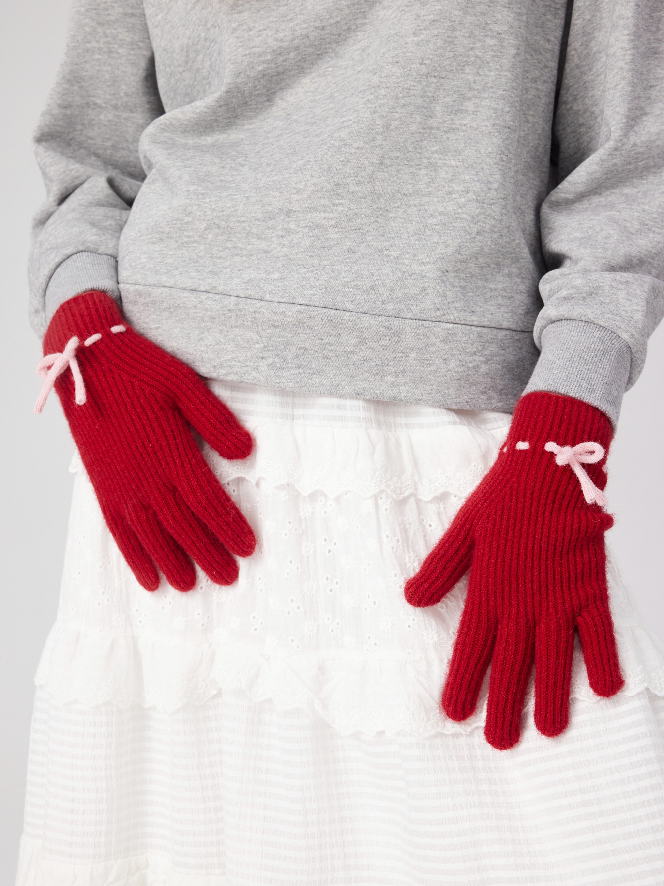 Bowknot knitted gloves