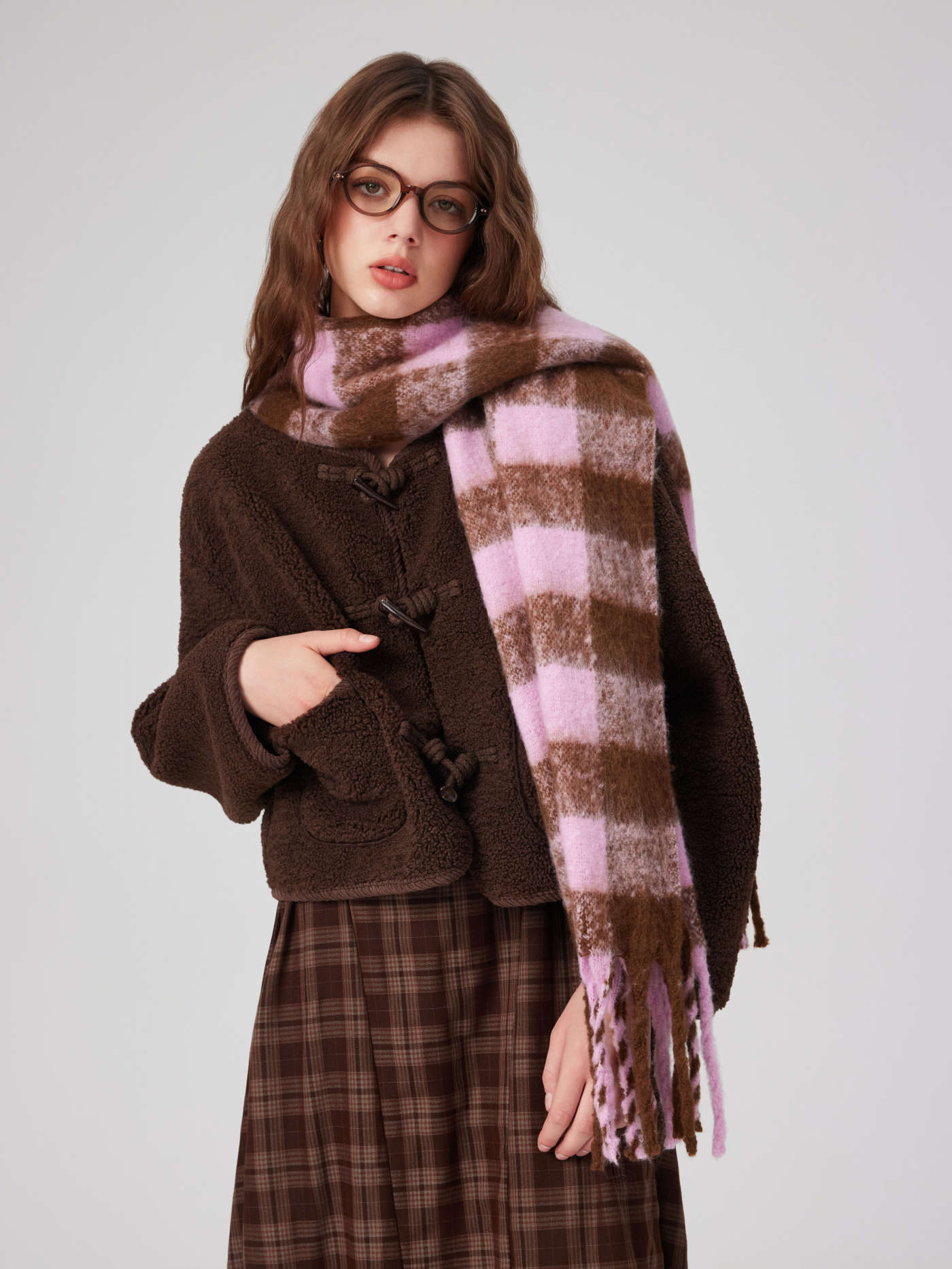 PLAID TASSEL SCARF