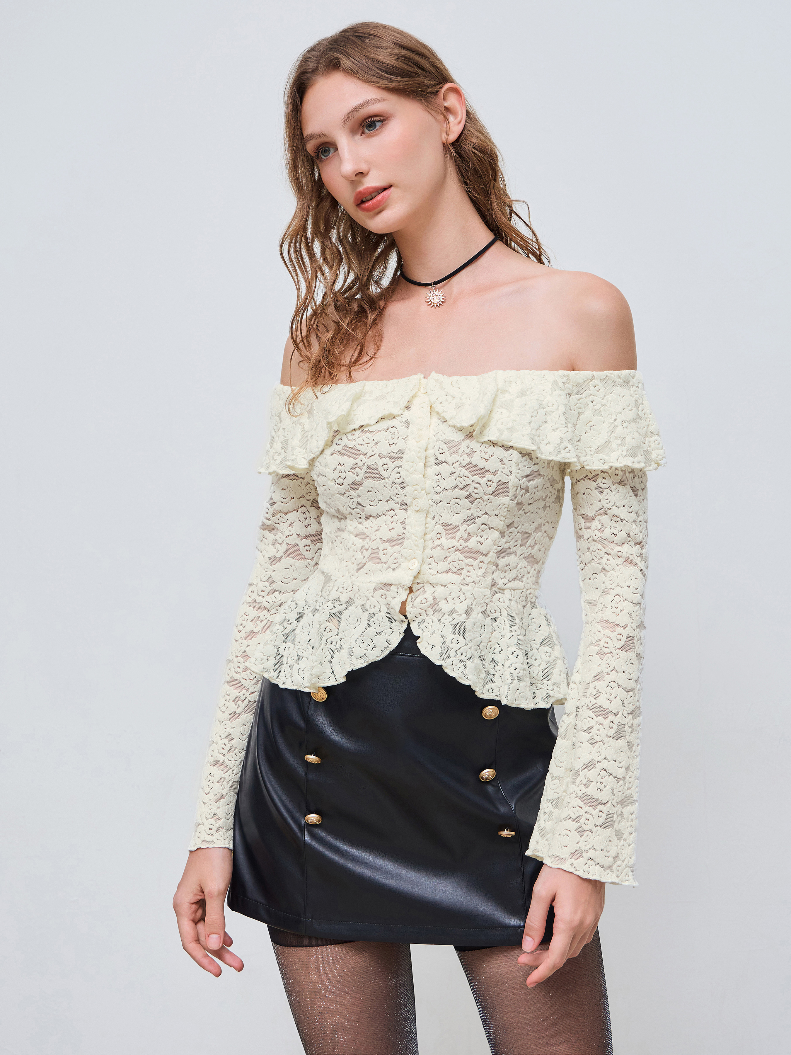 トップス FLAREUP Layered Lace Frill Long Sleeve MUSINSA | FLAREUP Layered Lace Frill Long Sleeve (FL-137_Gray)