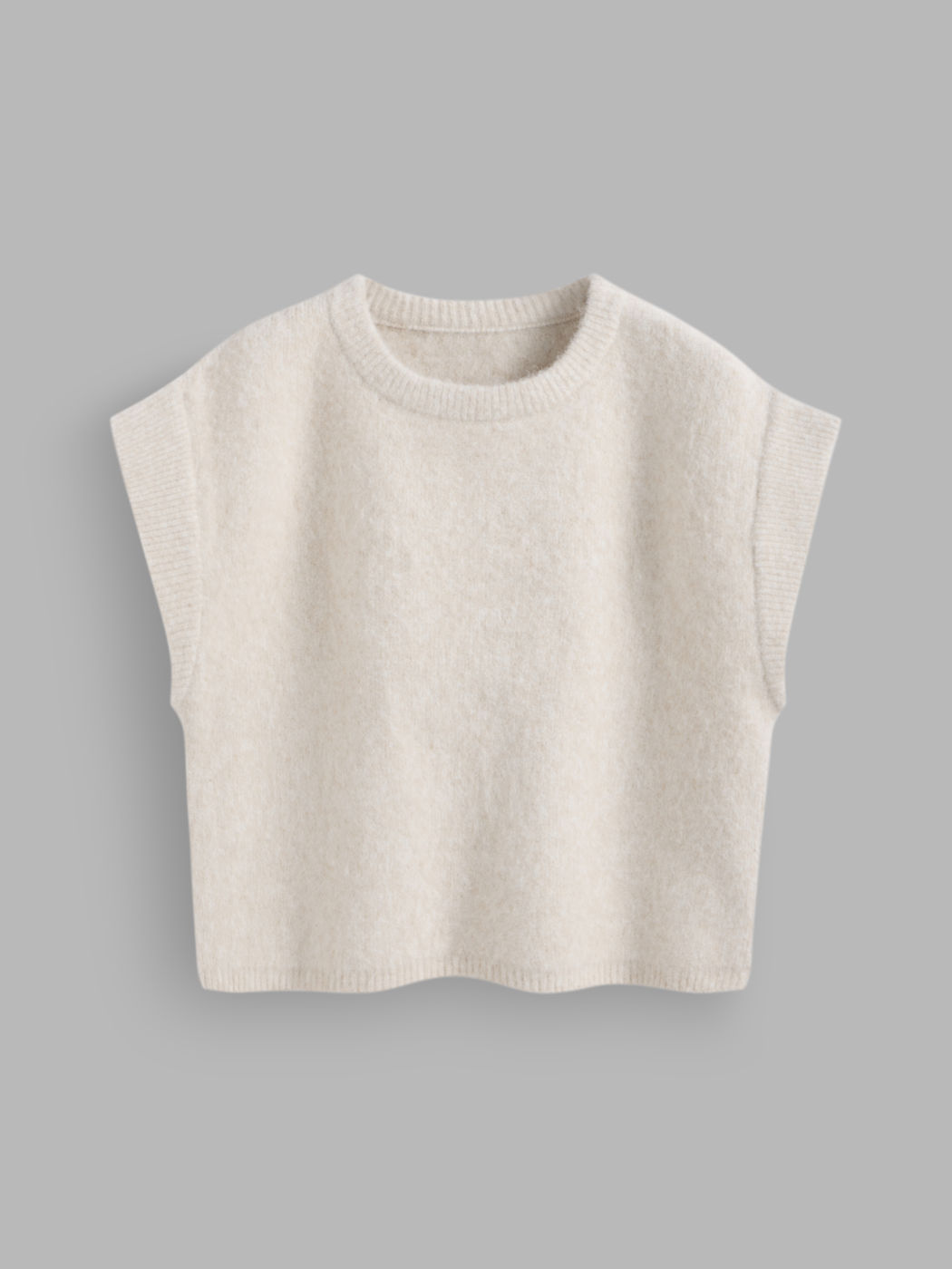Wool-blend Round Neckline Solid Knitted Top