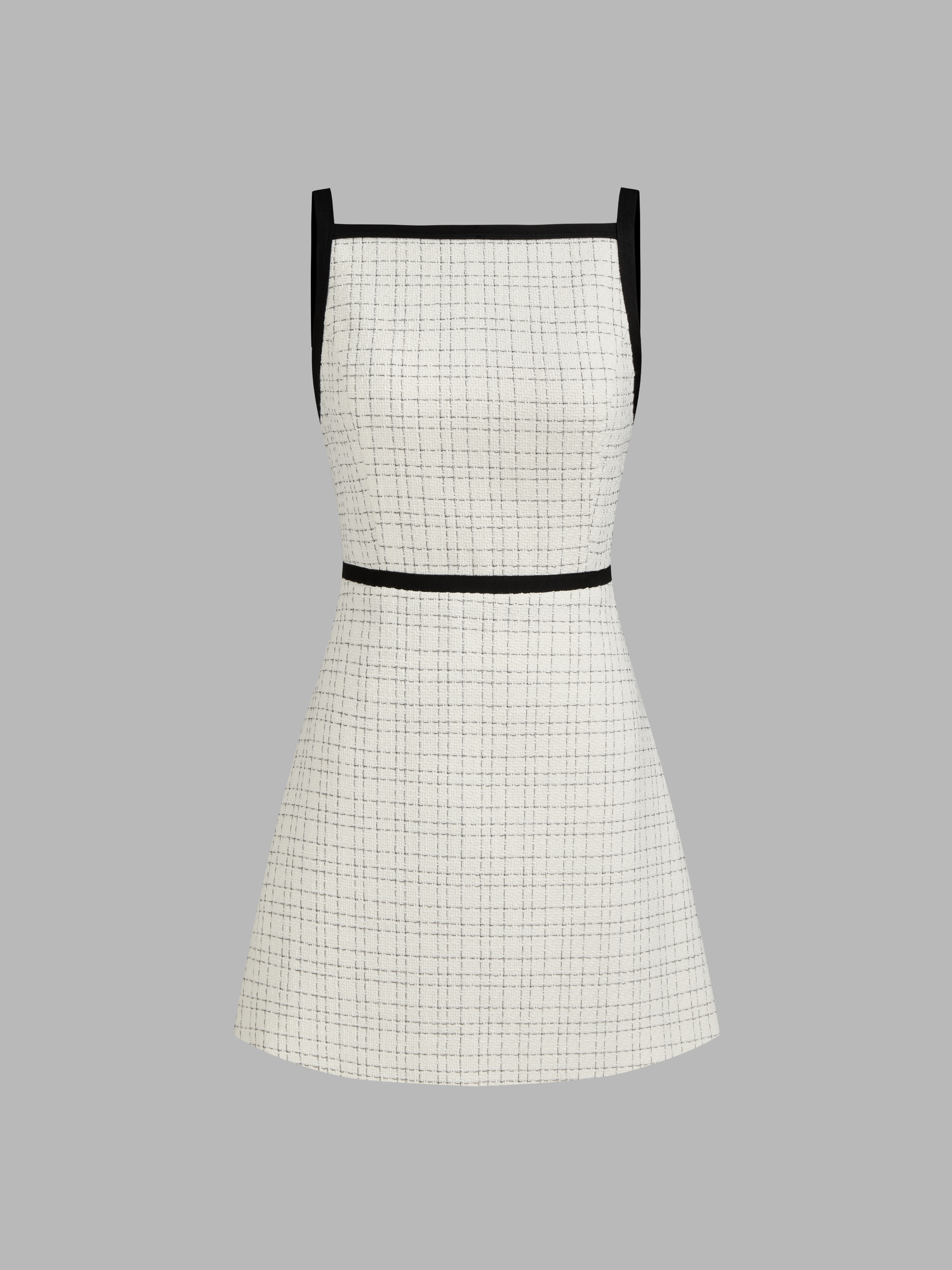 Woven Tweed Square Neck Check Button Mini Dress For Daily