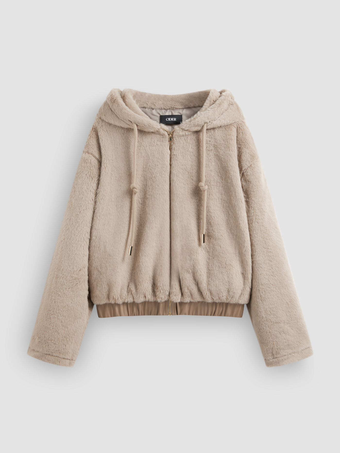 Faux Fur Hoodie Solid Pocket Jacket