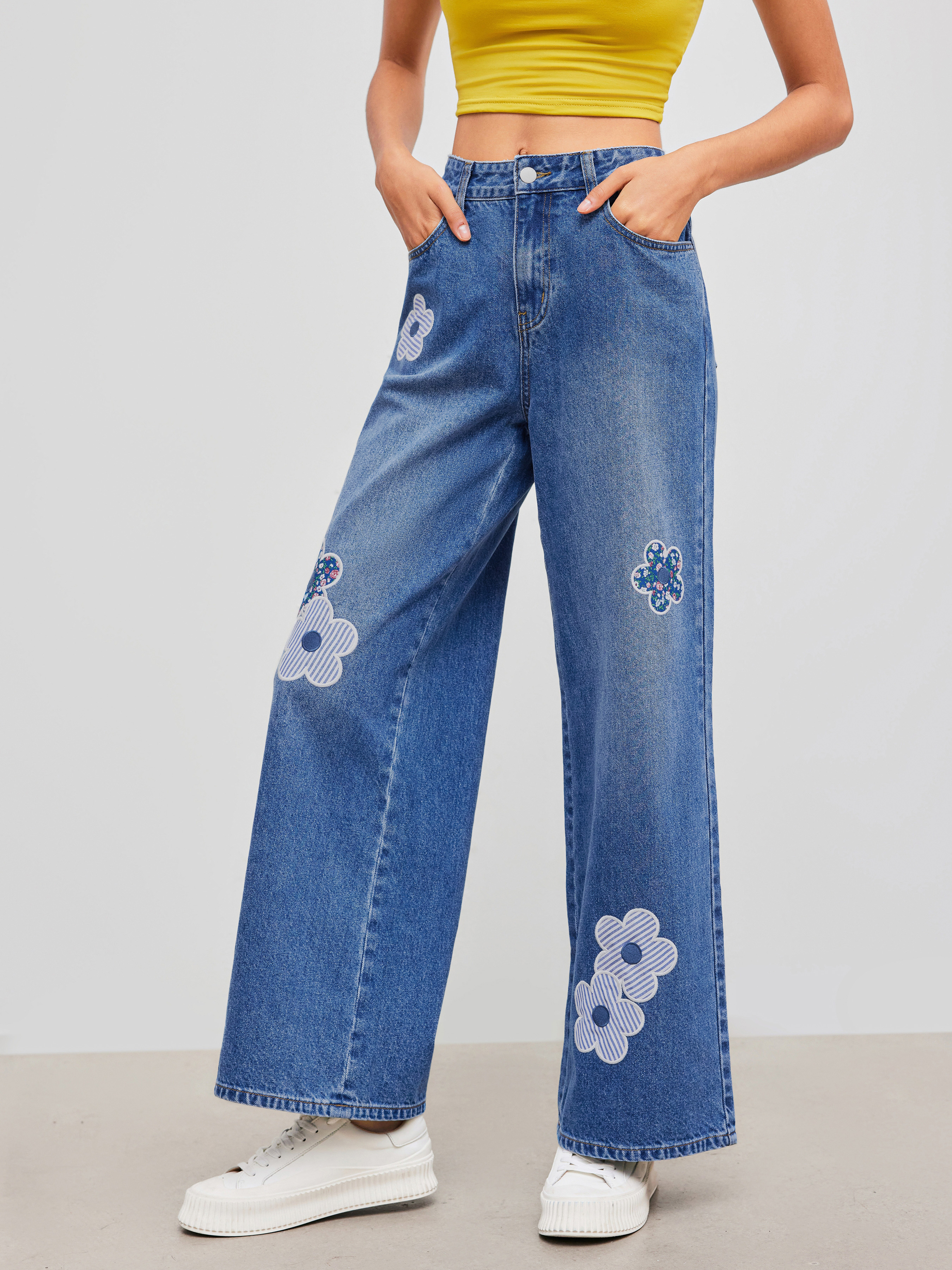 JEANSIS 【eL】 ★Cocoon Wide　Denimu Pantu★ Cocoon pants in washed denim in - medium blue | Givenchy ES