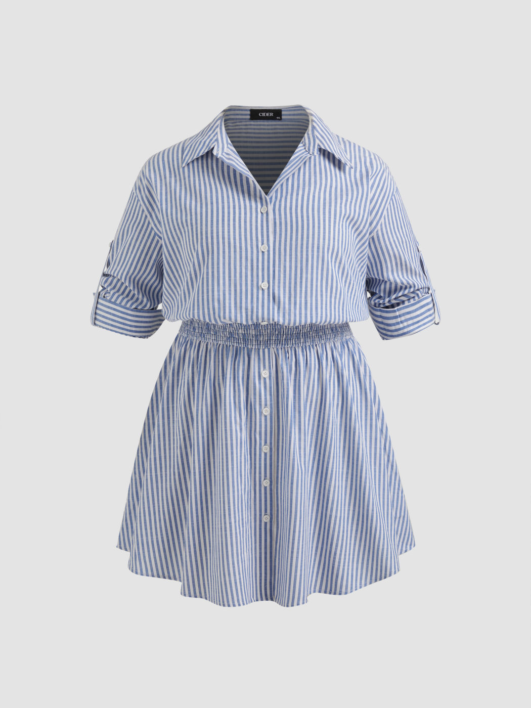 Gestreiftes Minihemdkleid mit Kragen Kurve & Plus