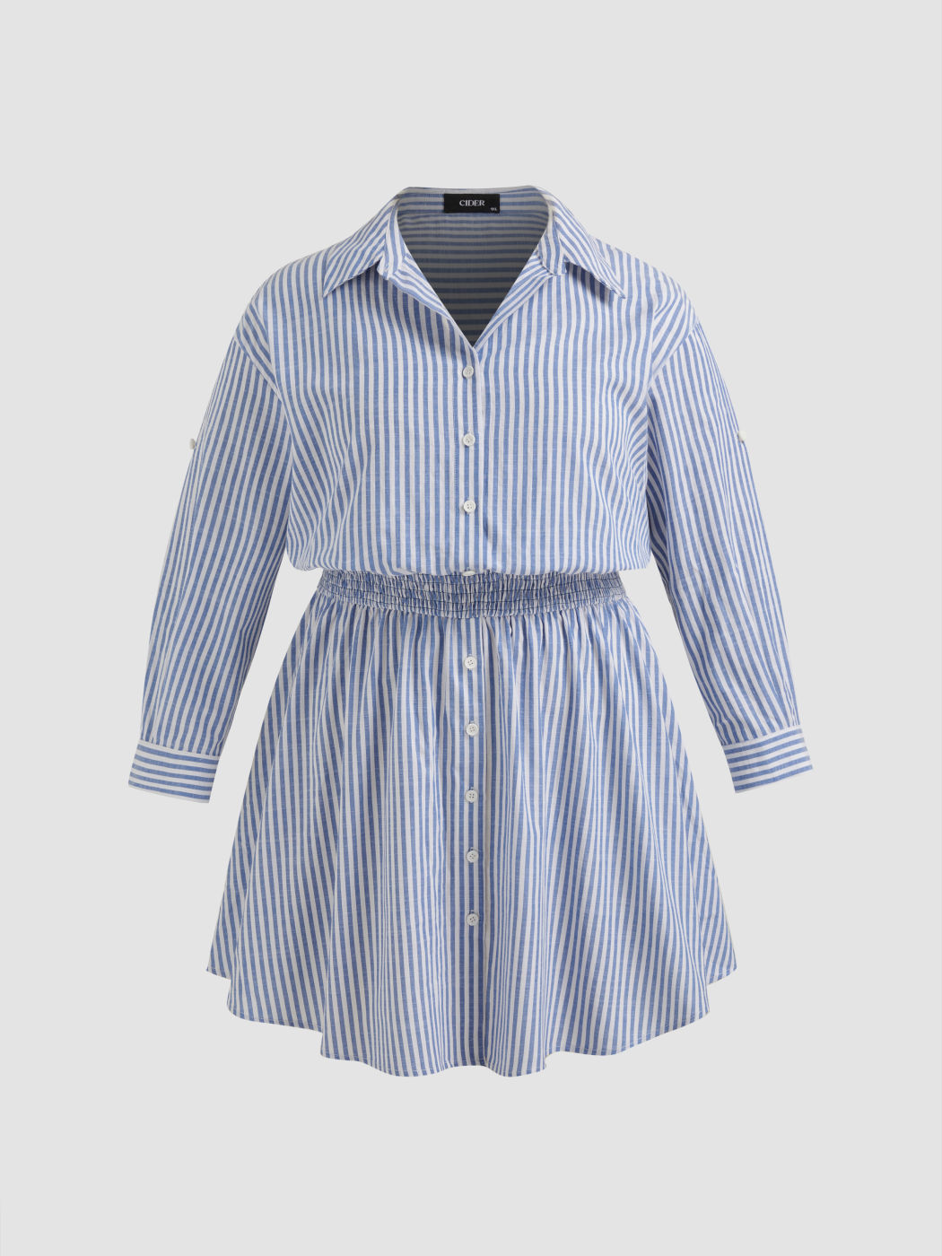Gestreiftes Minihemdkleid mit Kragen Kurve & Plus