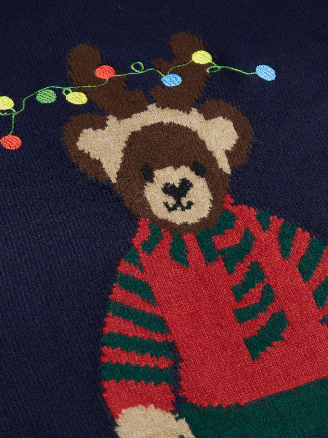 Knit Round Neckline Bear Long Sleeve Sweater