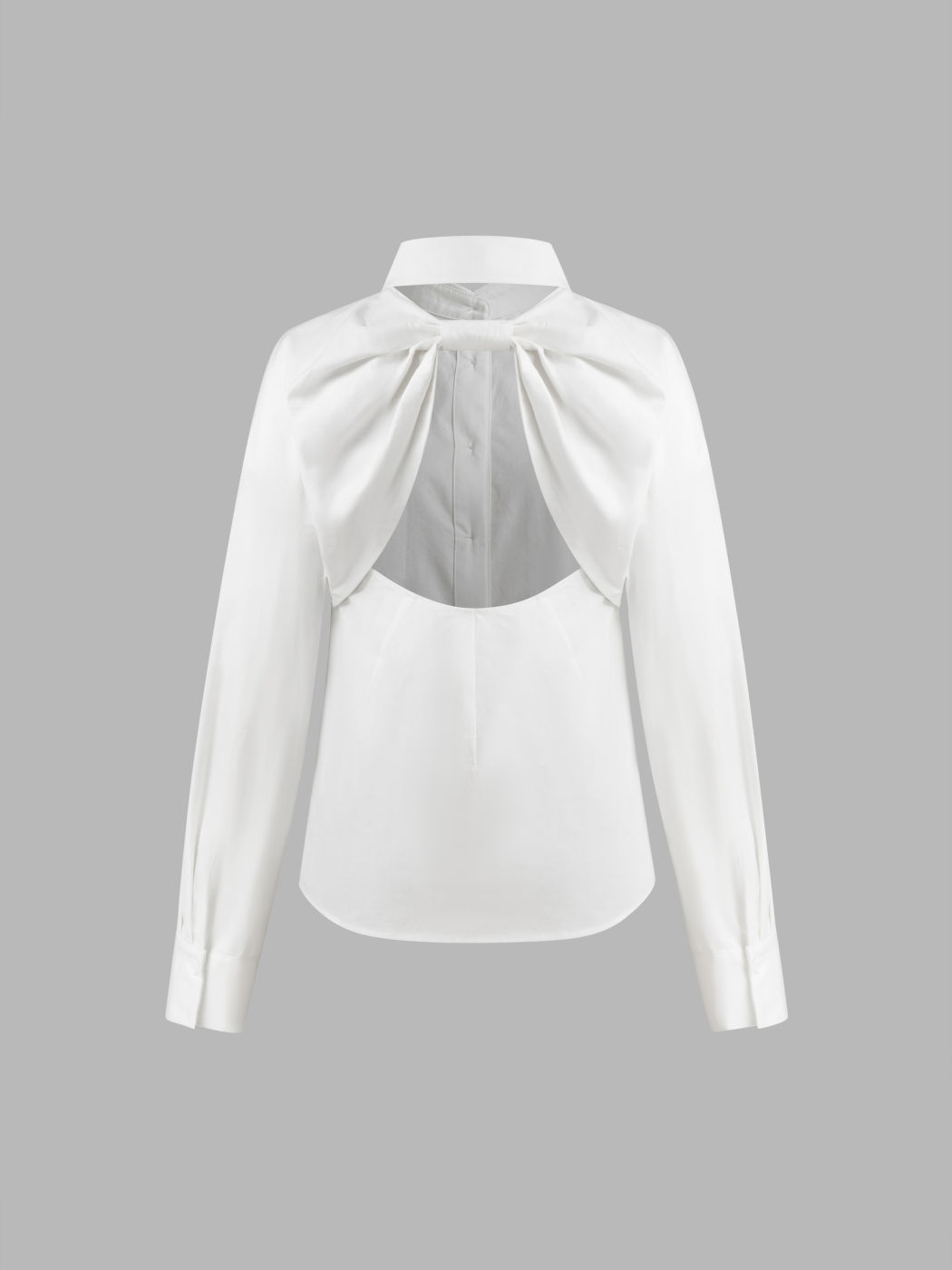 100% Cotton Polo Cut Out Bowknot Long Sleeve Shirt