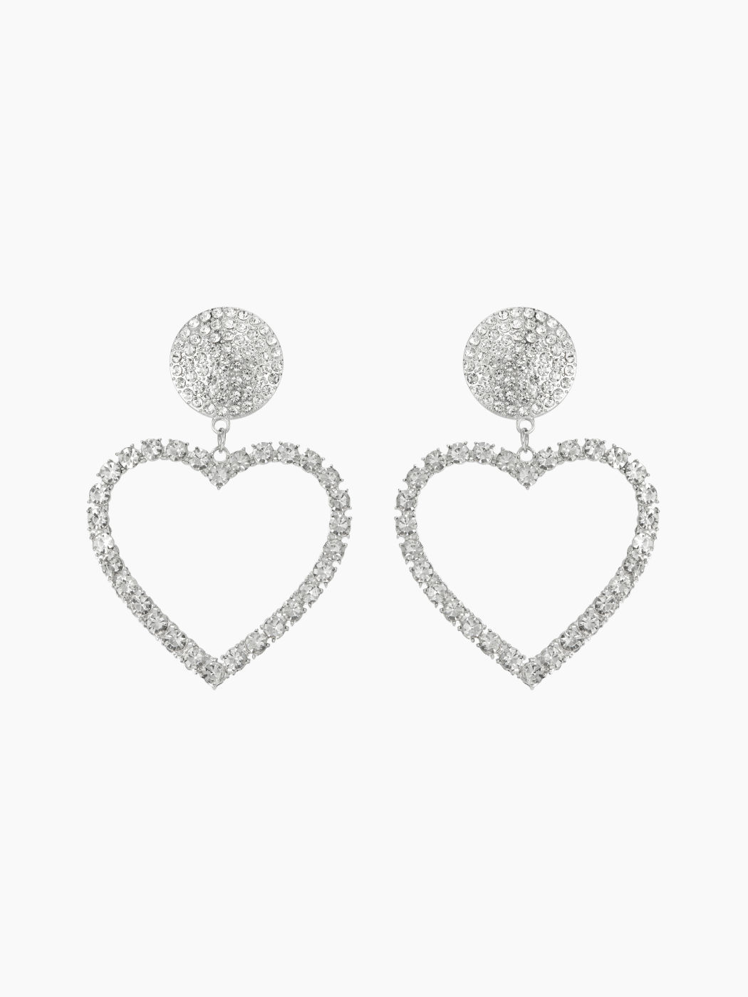 RHINESTONE DECOR HEART DROP EARRINGS
