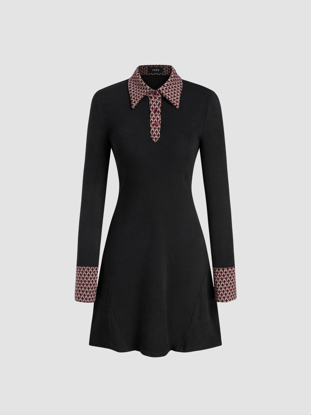 Collar Geometric Binding Mini Dress