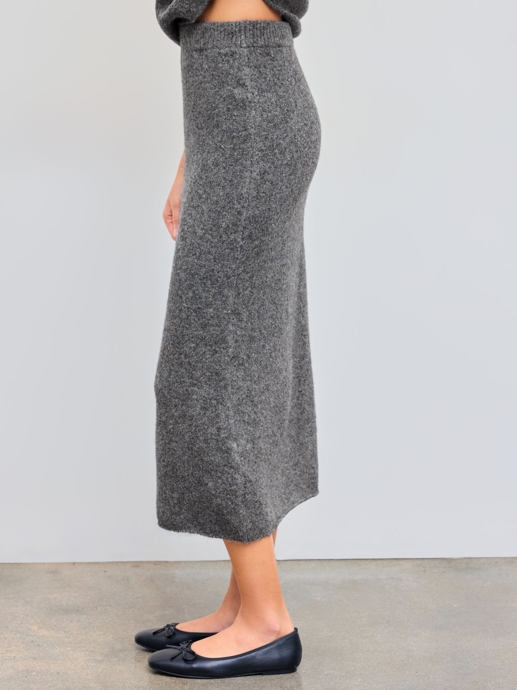 Wollmix Mid Rise Uni Strick-Maxirock