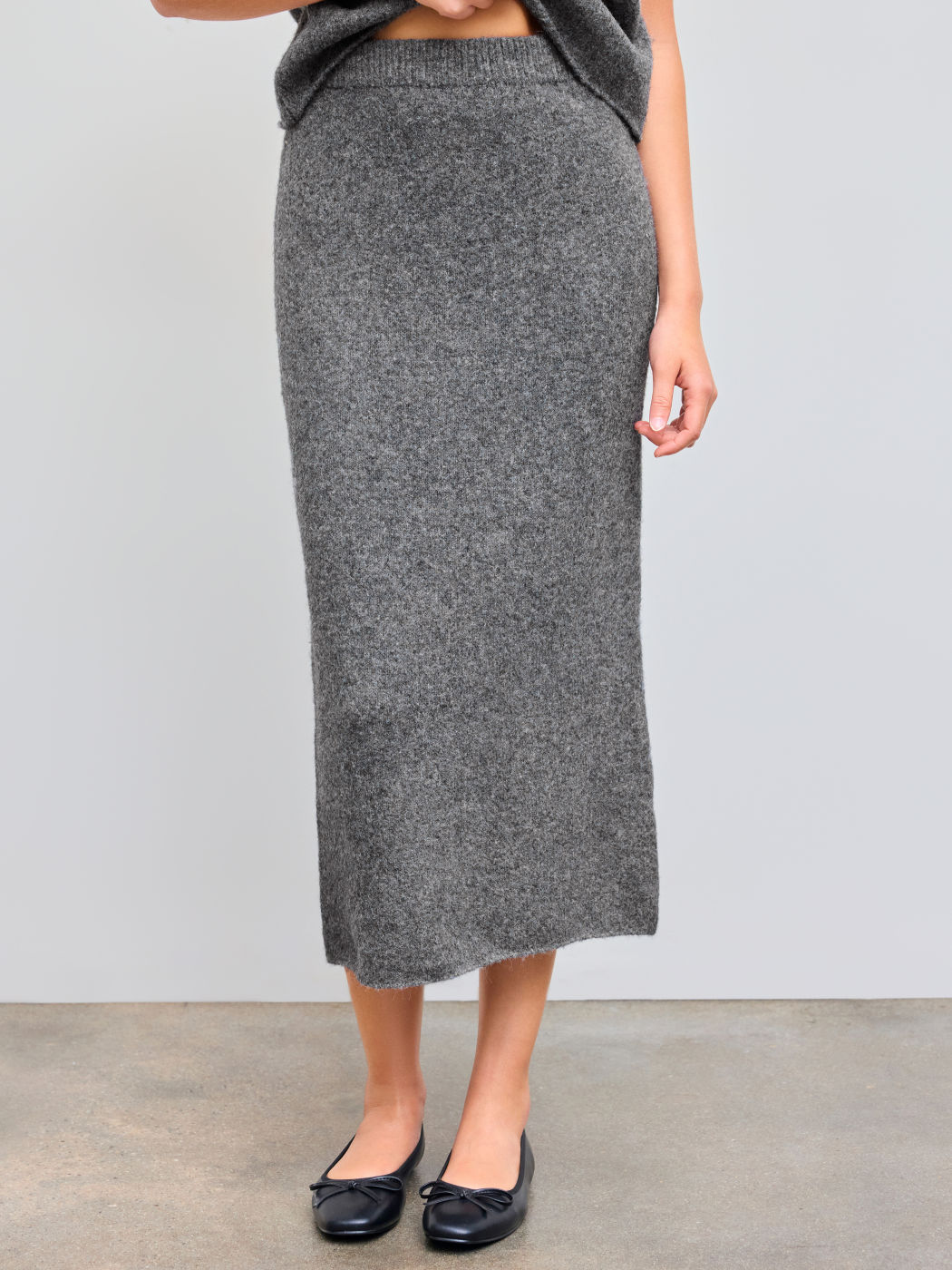 Wollmix Mid Rise Uni Strick-Maxirock