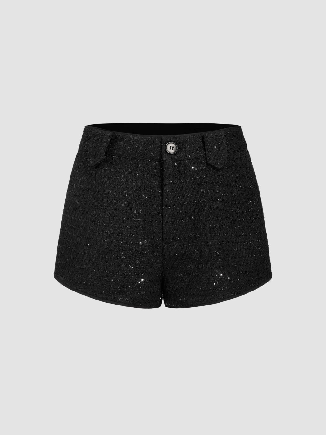 Tweed Low Rise Paillettenknopf Micro Shorts