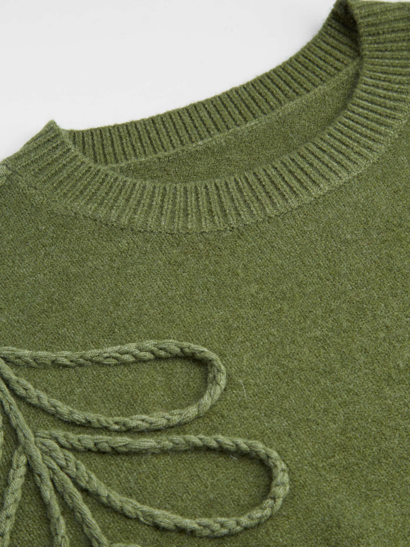 Knit Round Neckline Leaf Braid Oversized Sweater