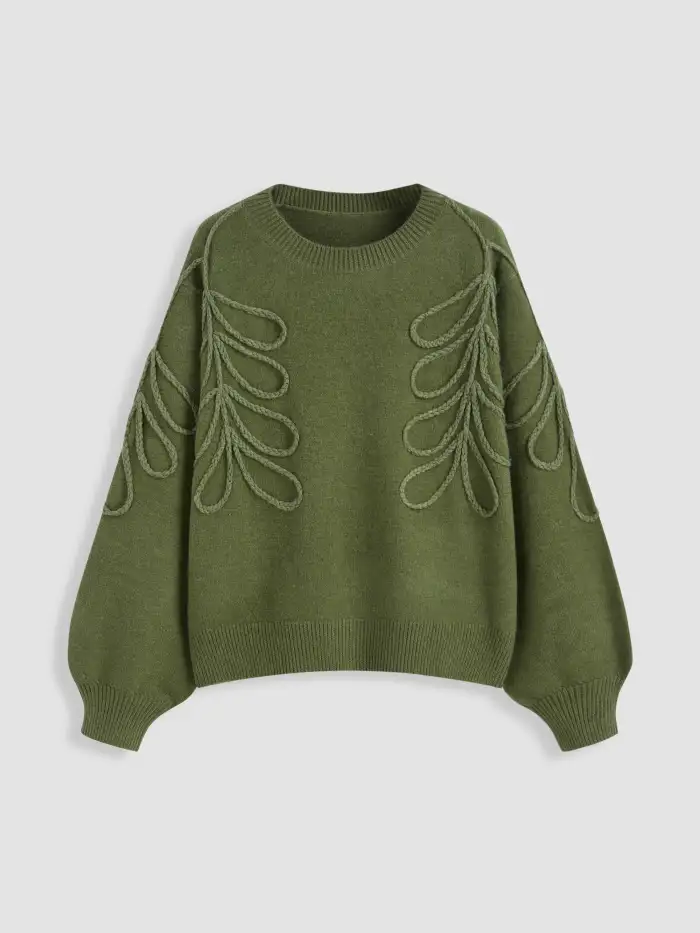 Striped Knit Round Neckline Long Sleeve Top