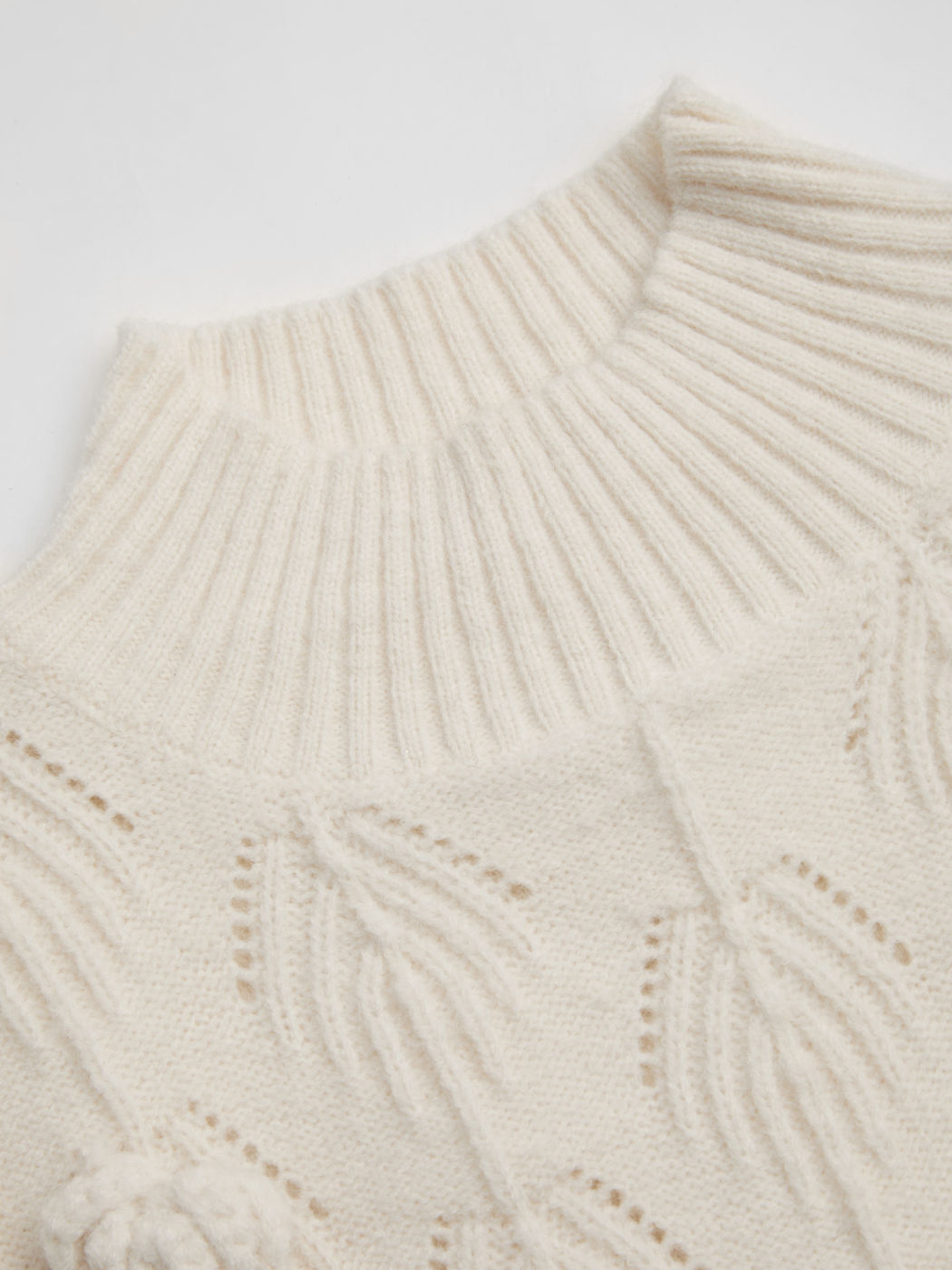 Knit Round Neckline Solid Rosette Long Sleeve Top